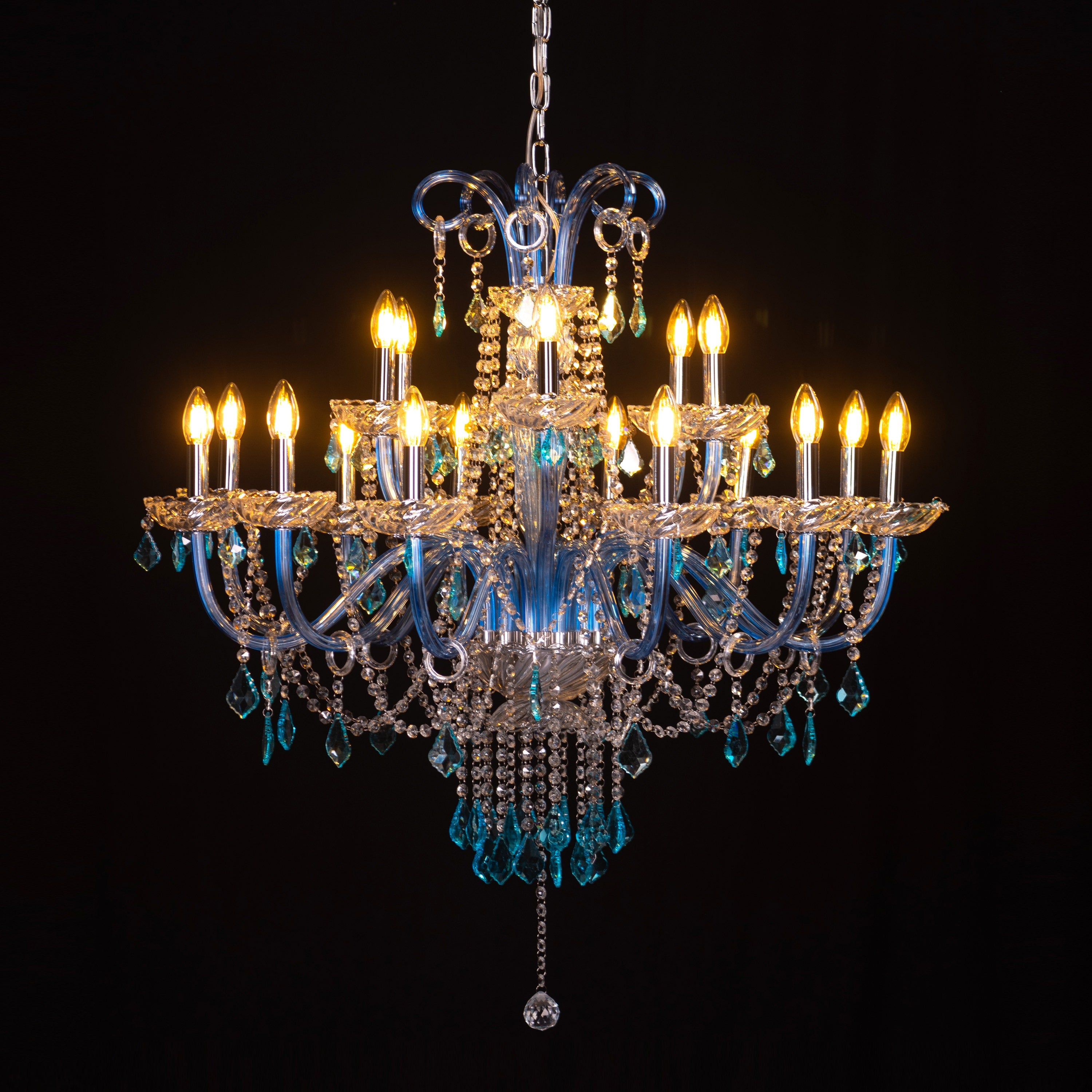 Georgian Glamour Grand (Large, Aqua Blue) Crystal Chandelier