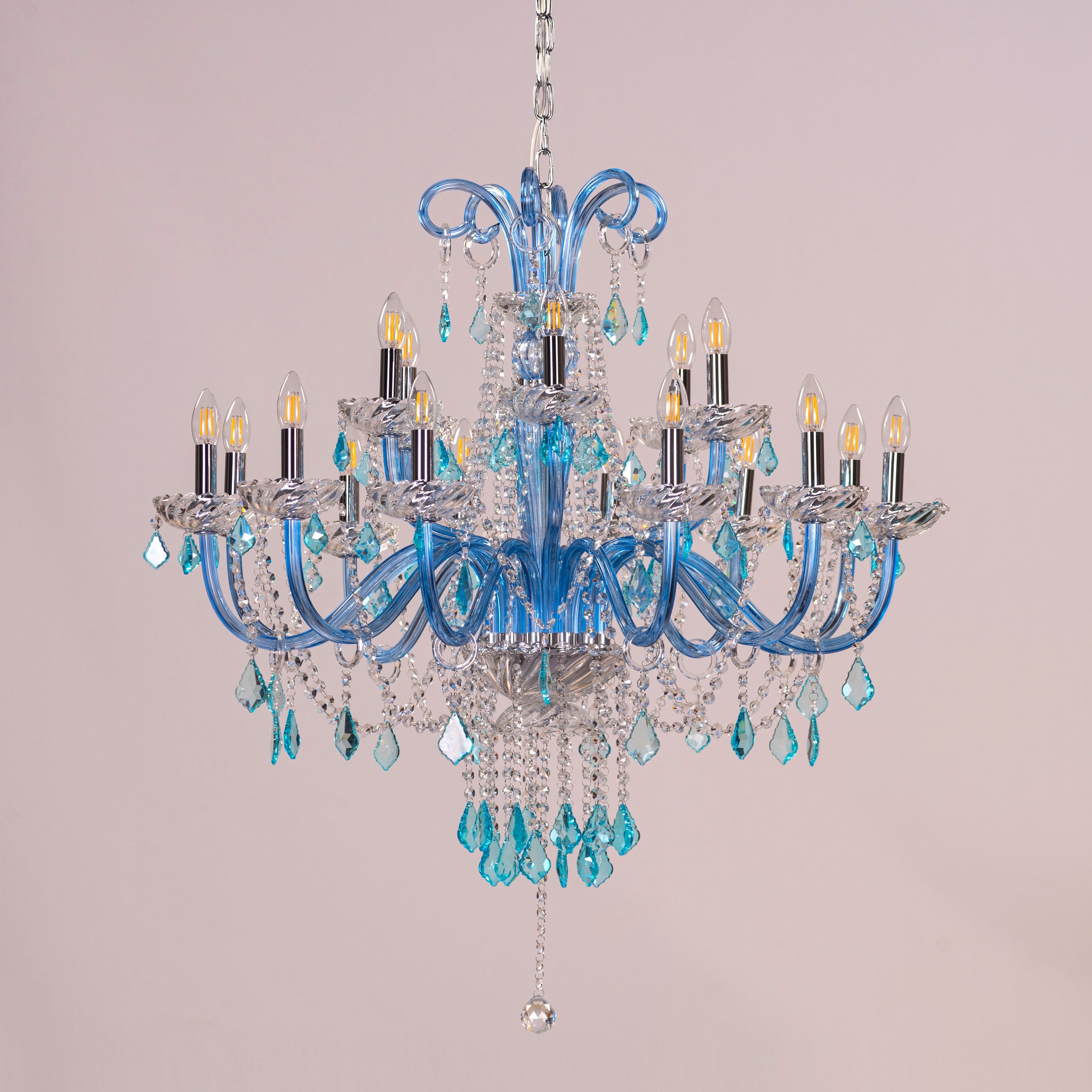 Georgian Glamour Grand (Large, Aqua Blue) Crystal Chandelier