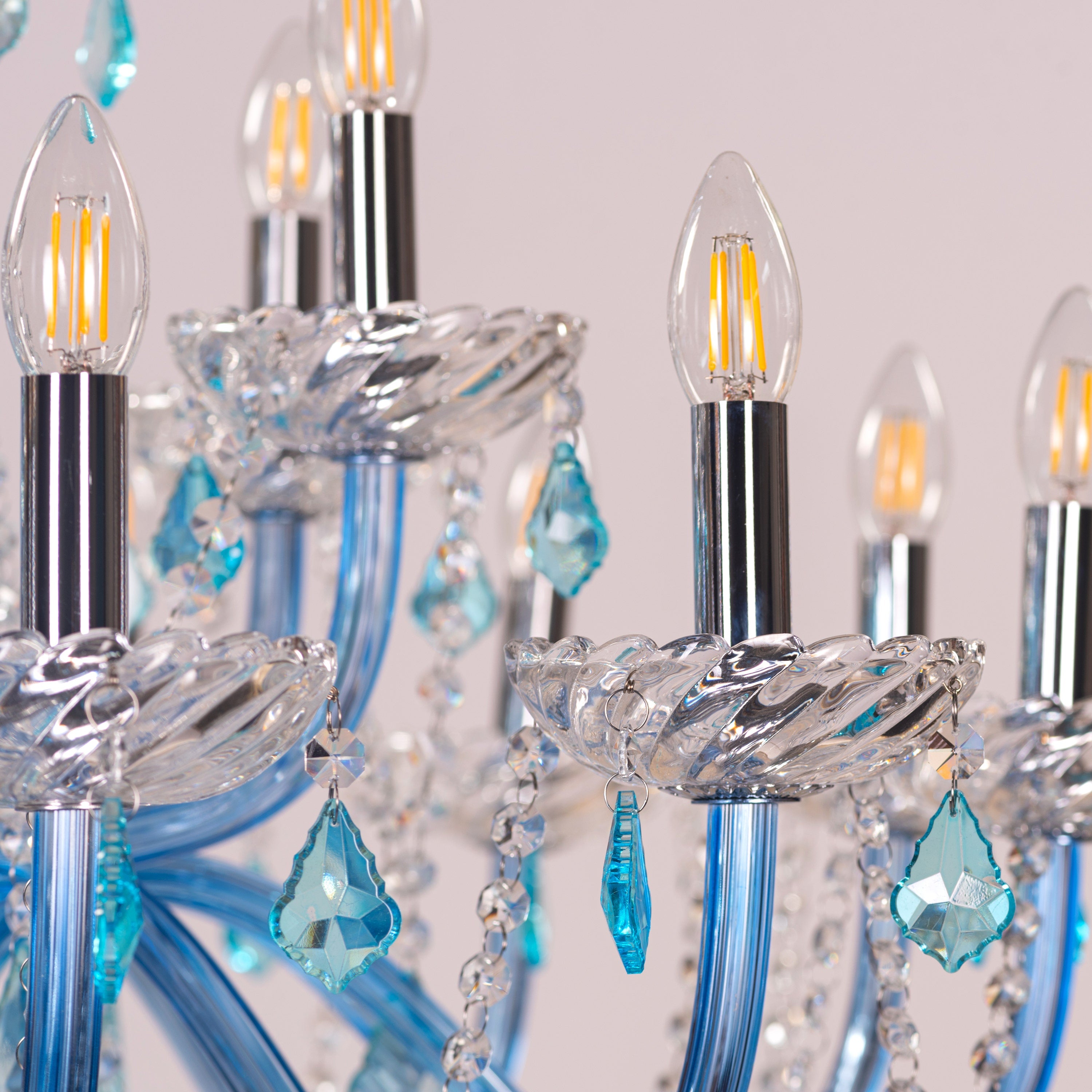 Georgian Glamour Grand (Large, Aqua Blue) Crystal Chandelier