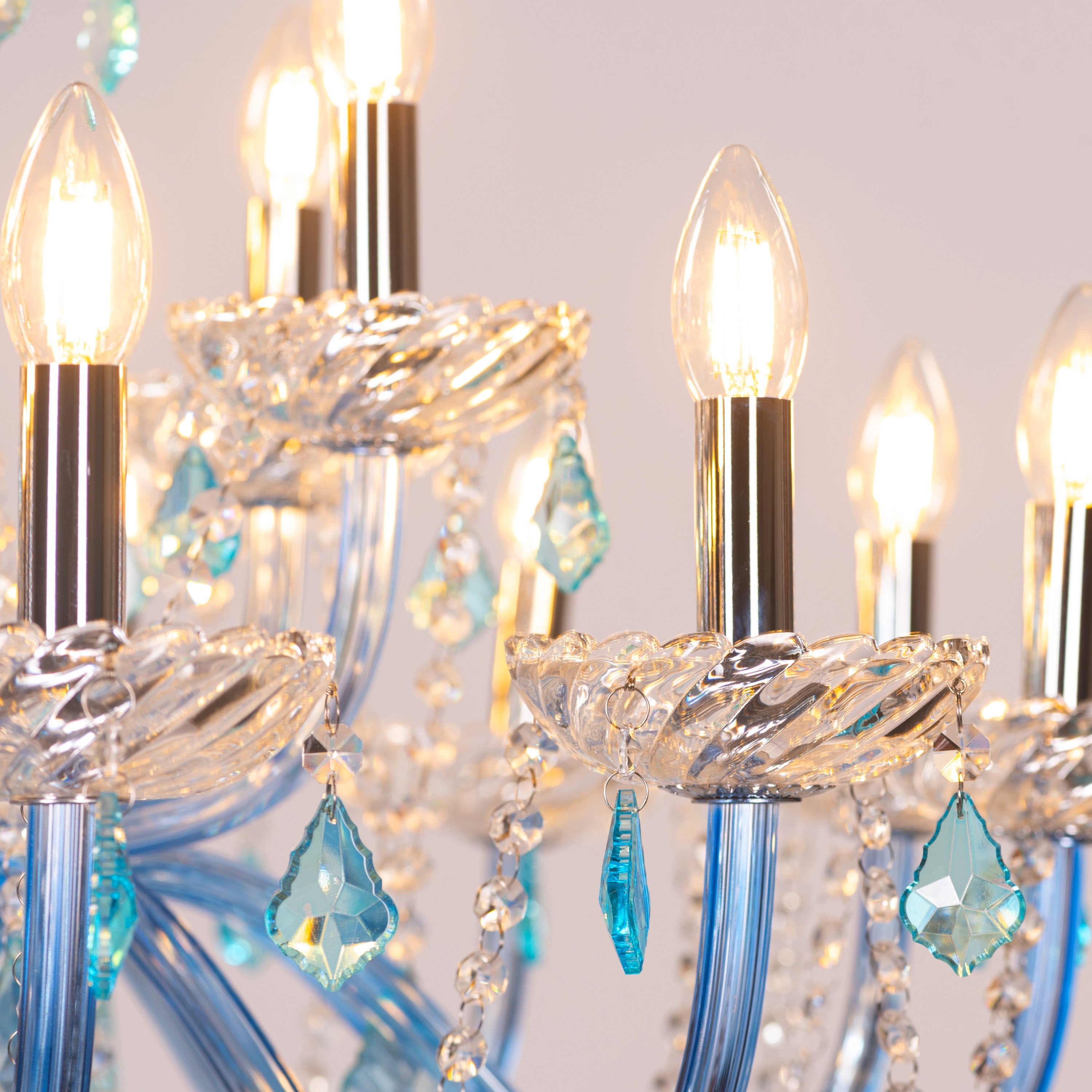 Georgian Glamour Grand (Large, Aqua Blue) Crystal Chandelier