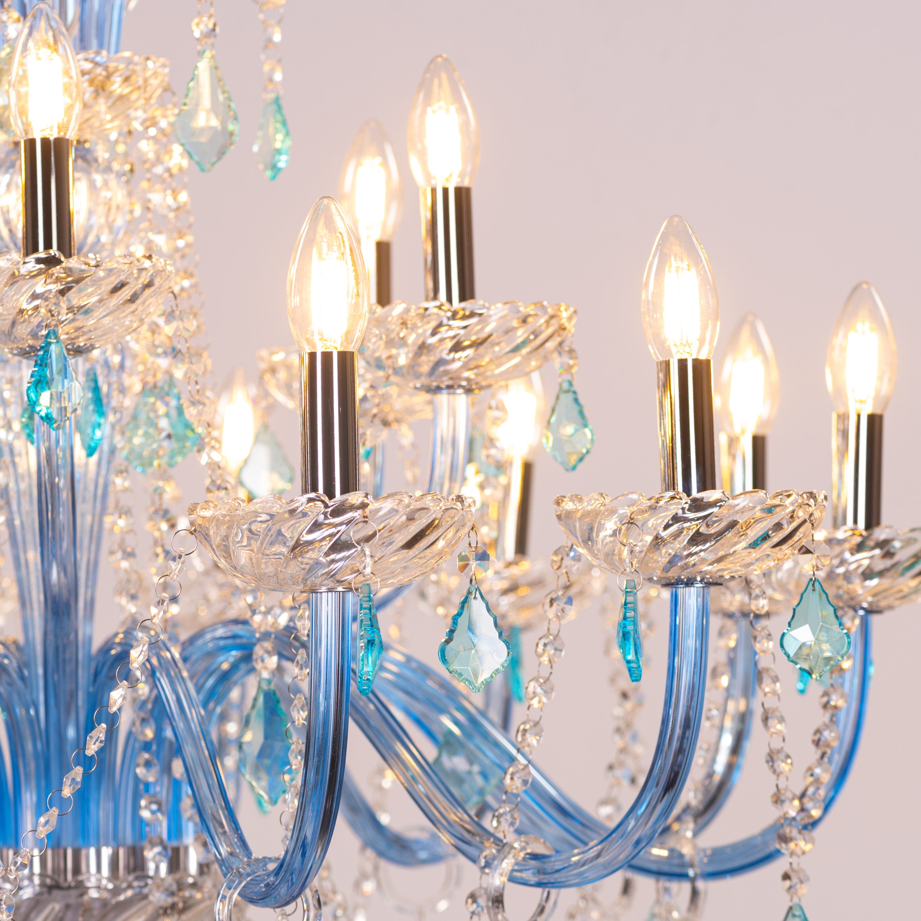 Georgian Glamour Grand (Large, Aqua Blue) Crystal Chandelier