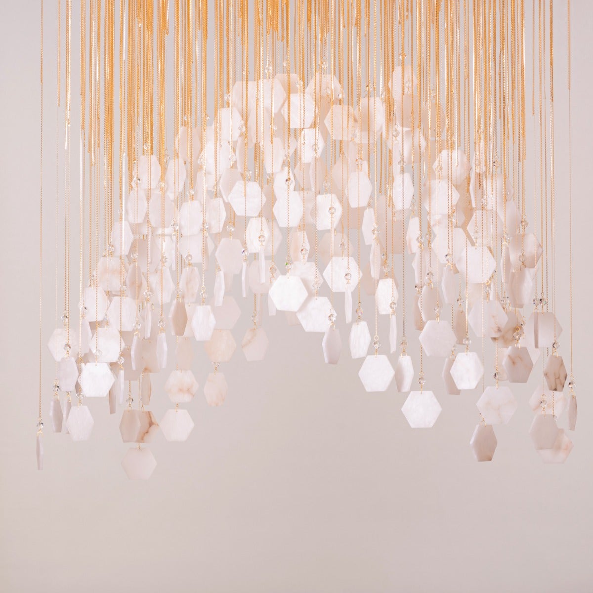 Caesar's Palace (Large, White, 3 Color Dimmable LED Spotlight with Remote Control) Marble Chandelier