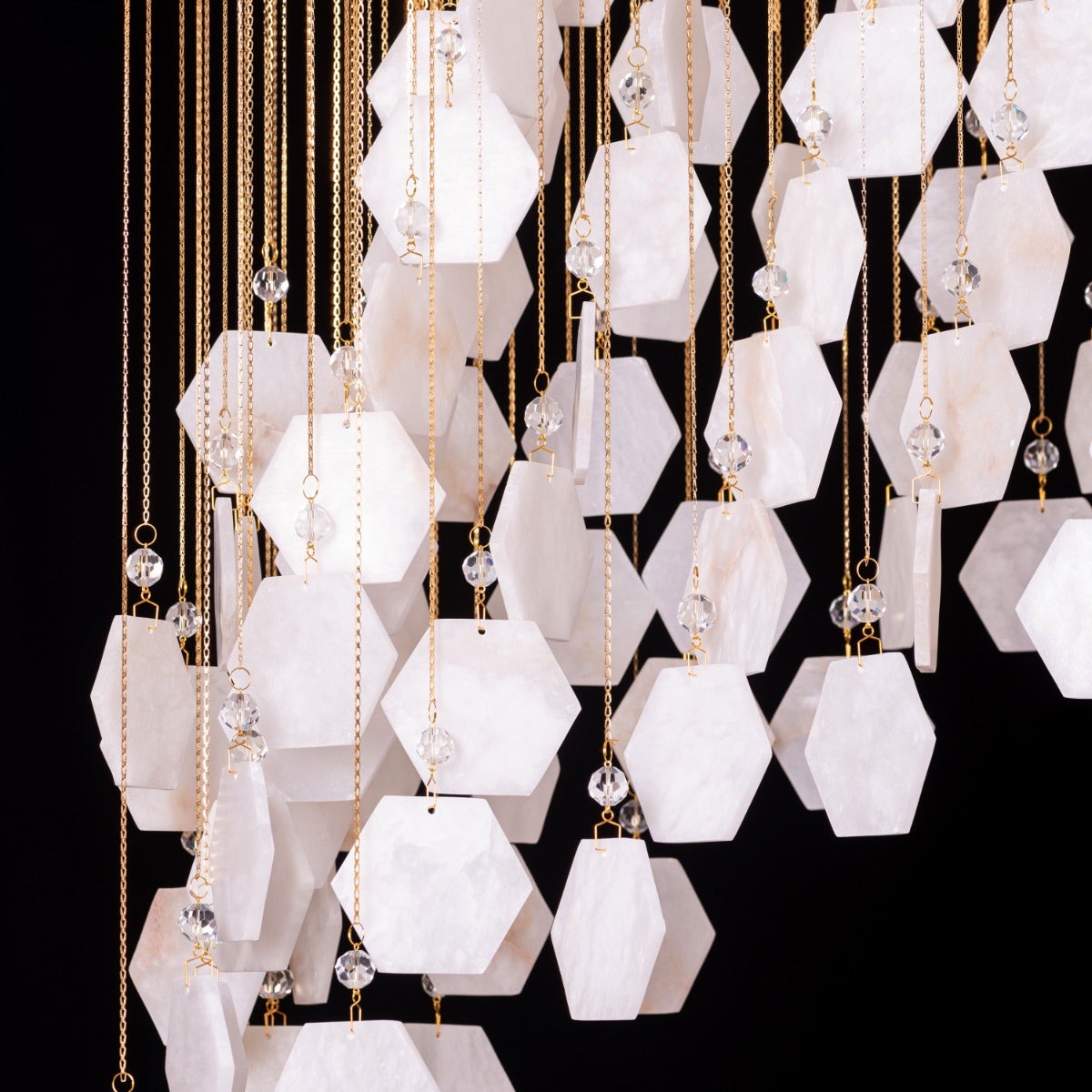 Caesar's Palace (Large, White, 3 Color Dimmable LED Spotlight with Remote Control) Marble Chandelier