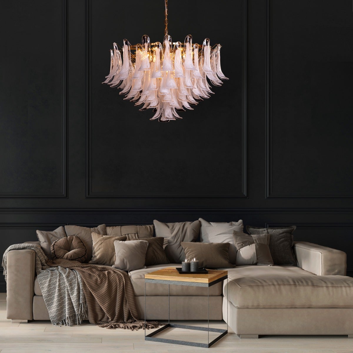 Somewhere In Barcelona (Large, White) Tinted Glass Chandelier