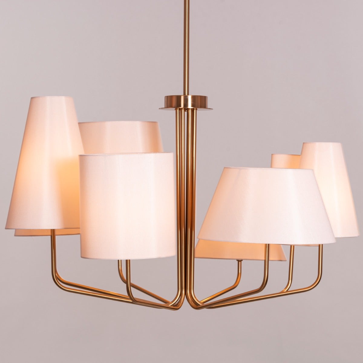 News Is Everywhere (Large, Gold, Beige) Fabric Chandelier