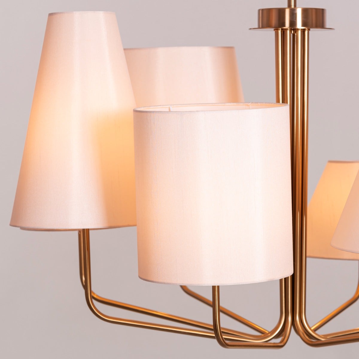 News Is Everywhere (Large, Gold, Beige) Fabric Chandelier