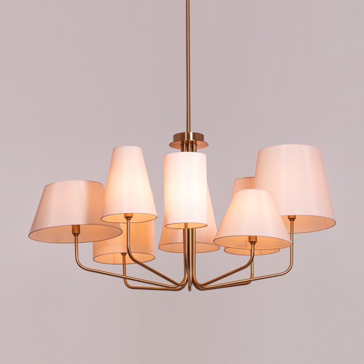 News Is Everywhere (Large, Gold, Beige) Fabric Chandelier