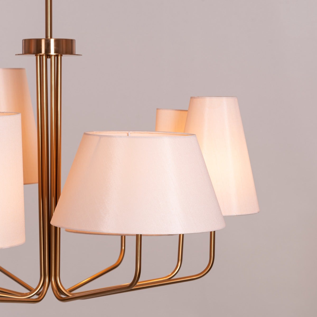 News Is Everywhere (Large, Gold, Beige) Fabric Chandelier