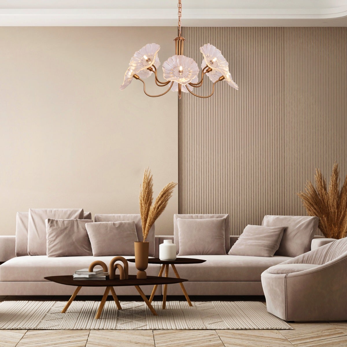 Late For Reality (Large, Gold) Glass Chandelier