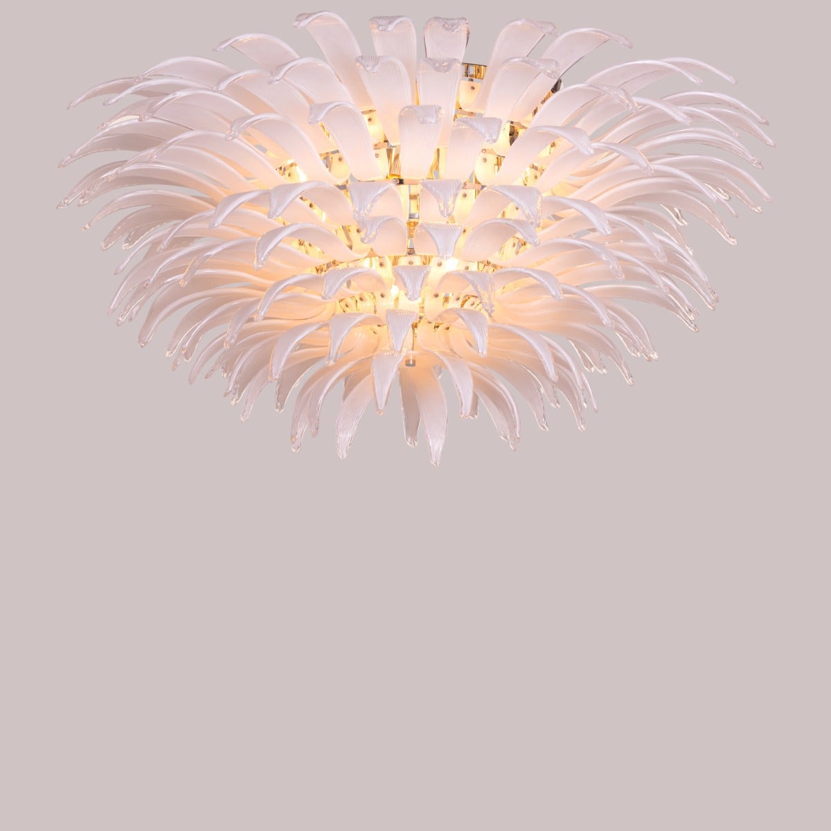 One More Try (Large, Gold, White) Tinted Glass Chandelier