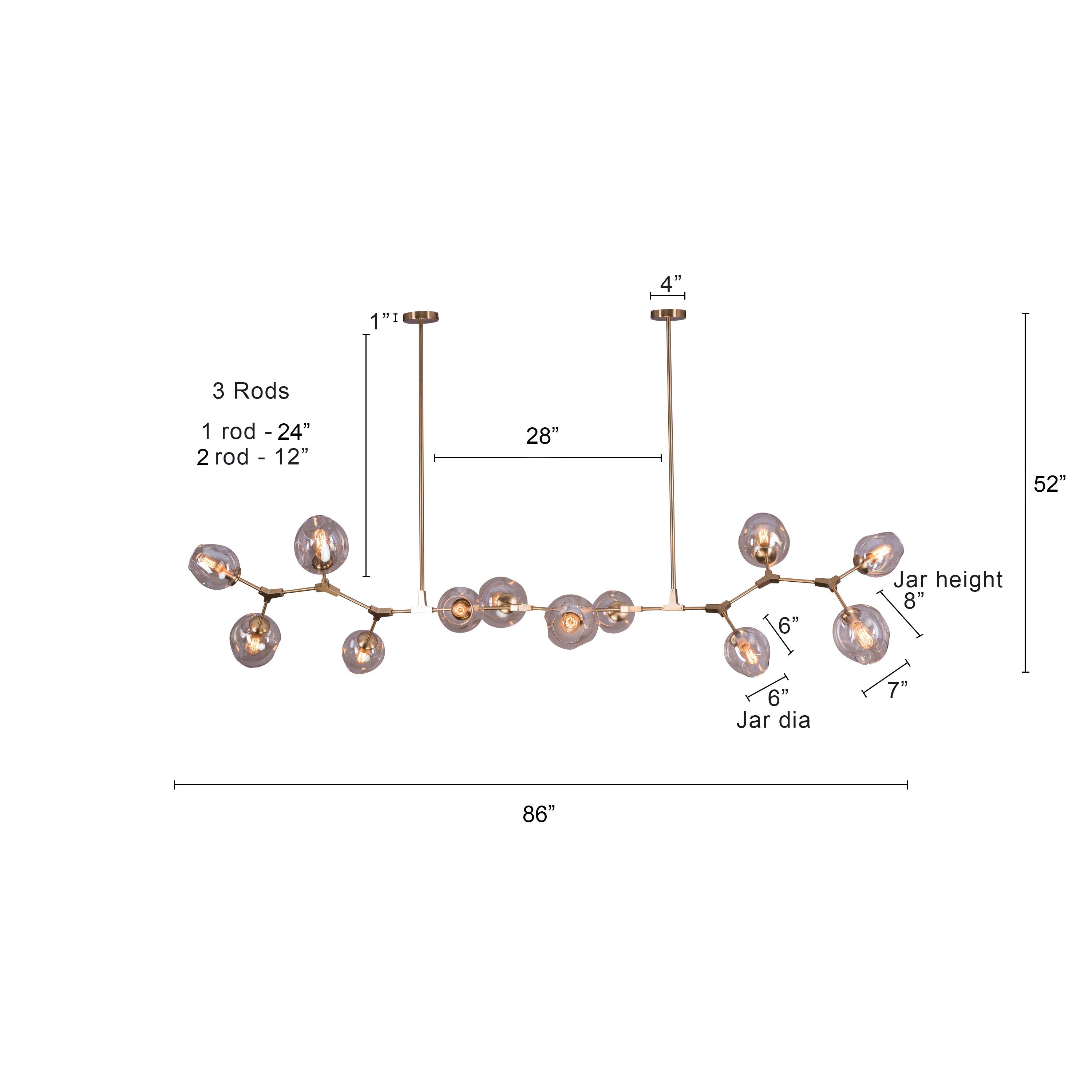 Games People Play (Large, Gold, 12 Head) Cognac Glass Chandelier