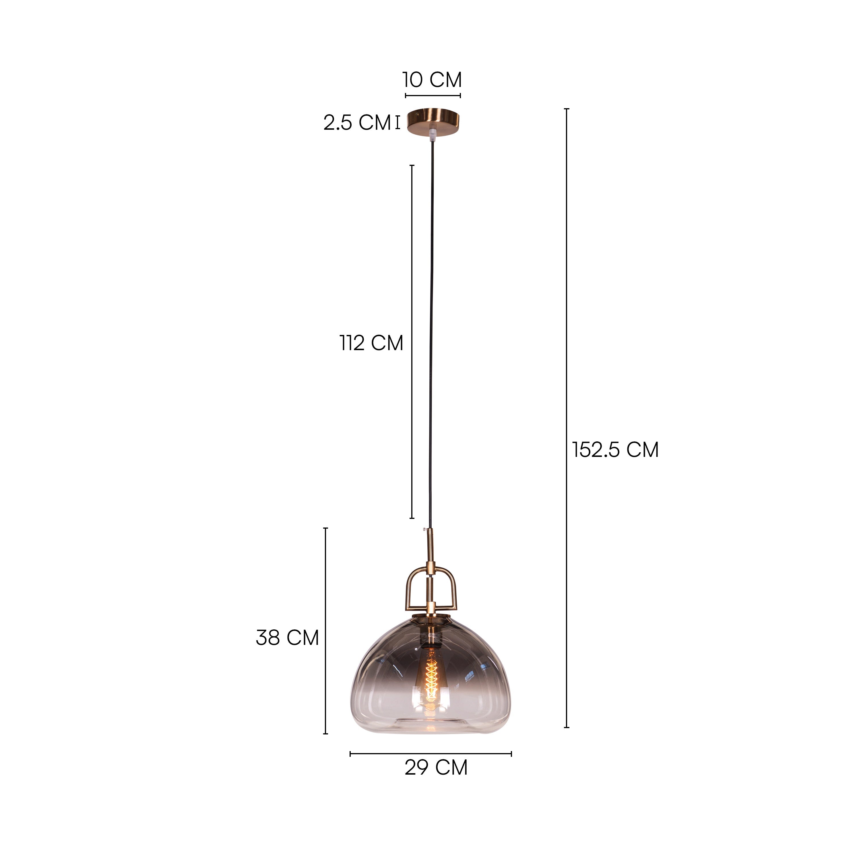 Nightlife (Gold, Smokey Grey) Clear Glass Pendant Light