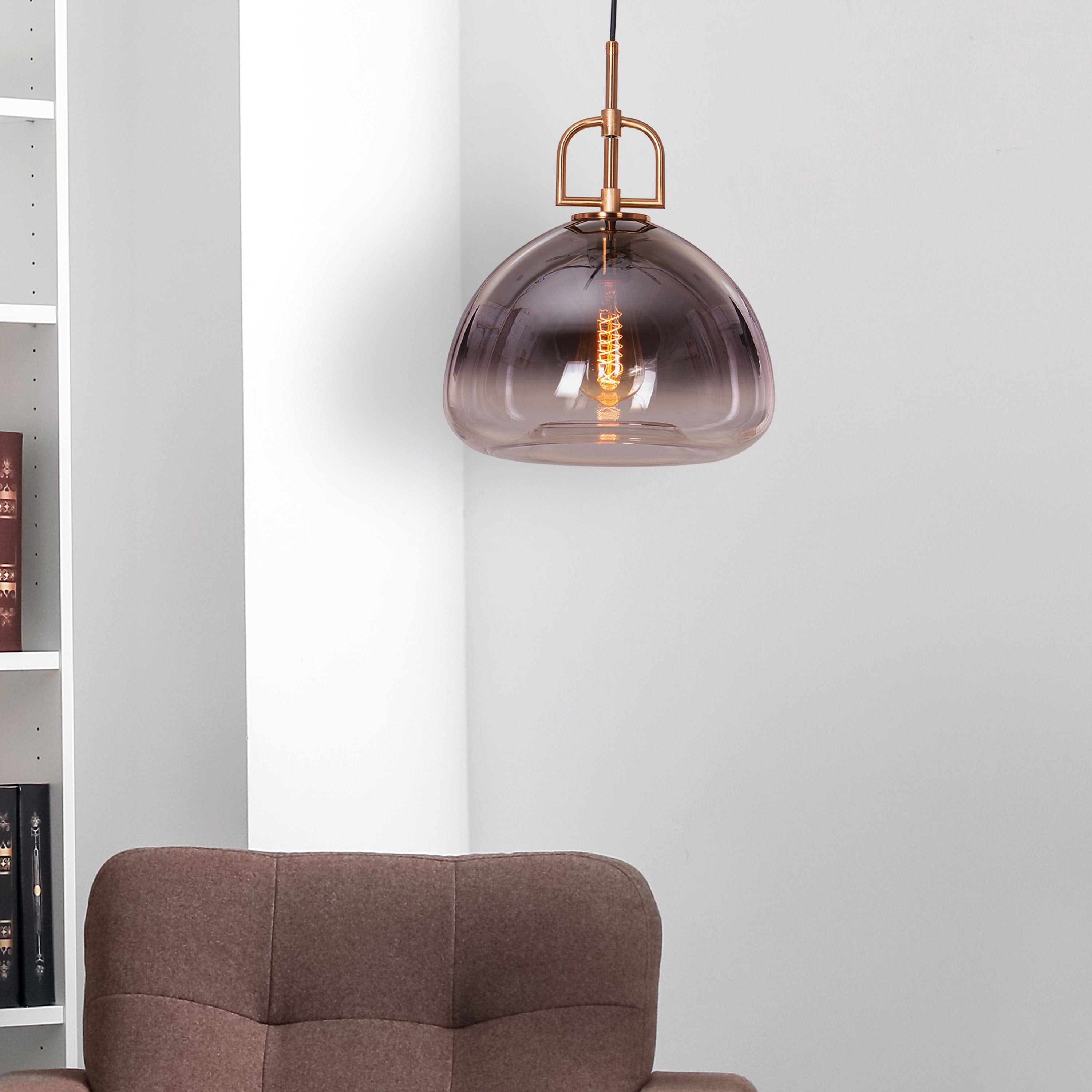 Nightlife (Gold, Smokey Grey) Clear Glass Pendant Light