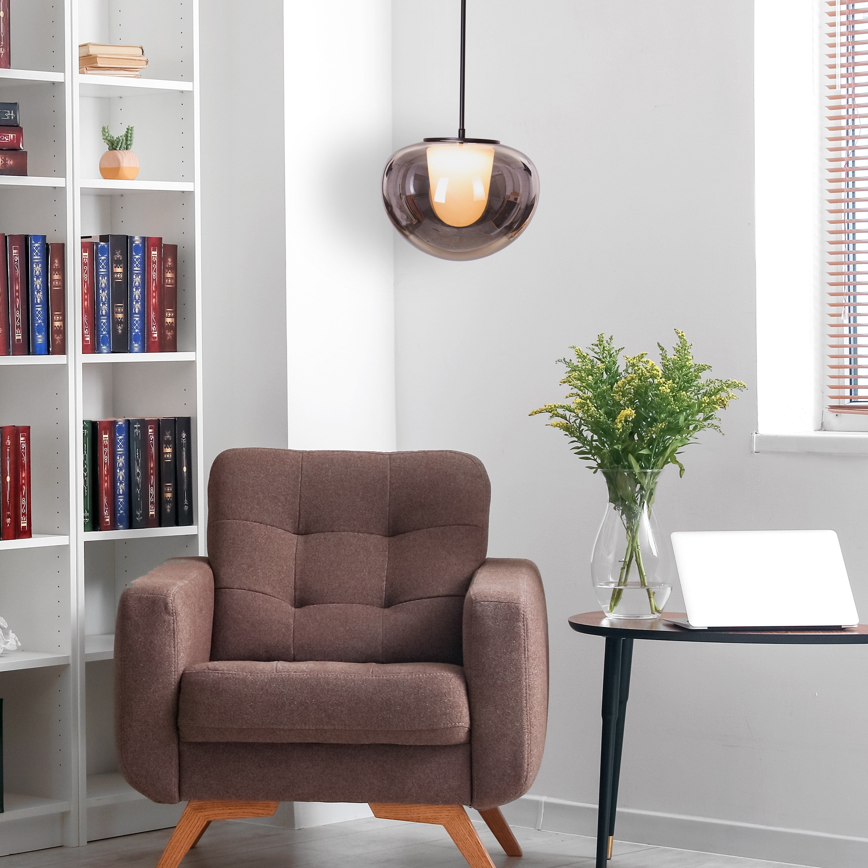 Smoke Screen (Black, Smokey Grey, 3 Color LED) Clear Glass Pendant Light