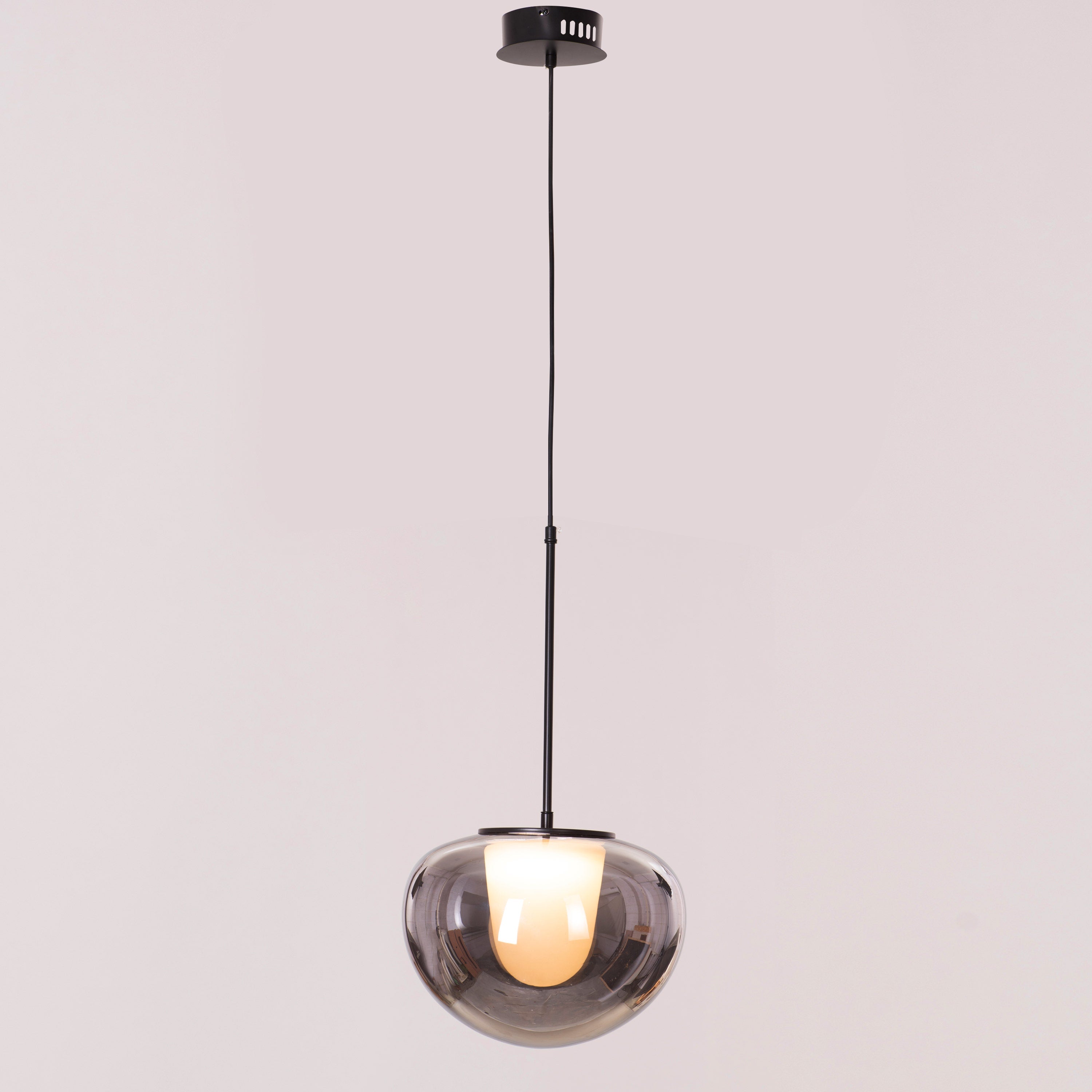 Smoke Screen (Black, Smokey Grey, 3 Color LED) Clear Glass Pendant Light