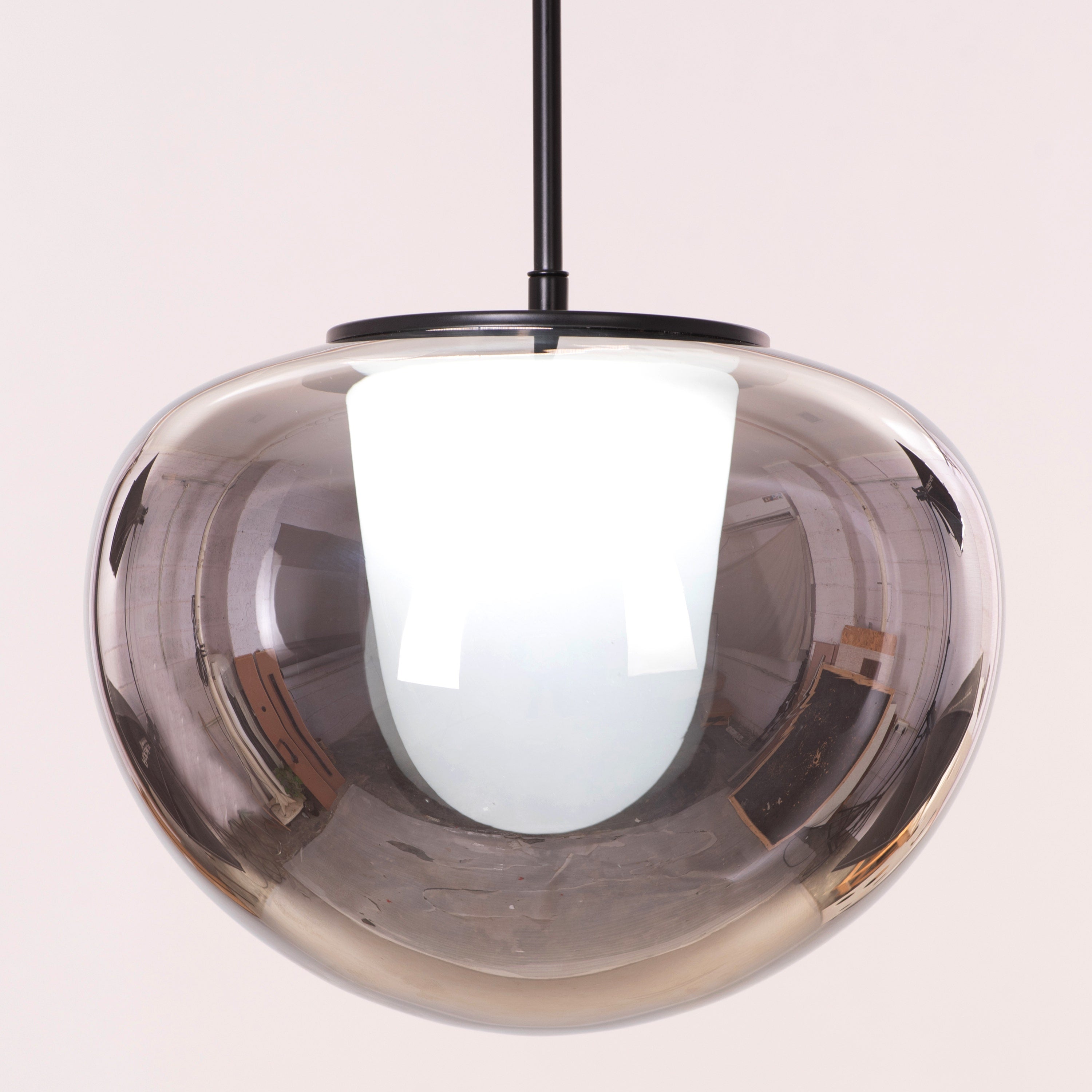 Smoke Screen (Black, Smokey Grey, 3 Color LED) Clear Glass Pendant Light