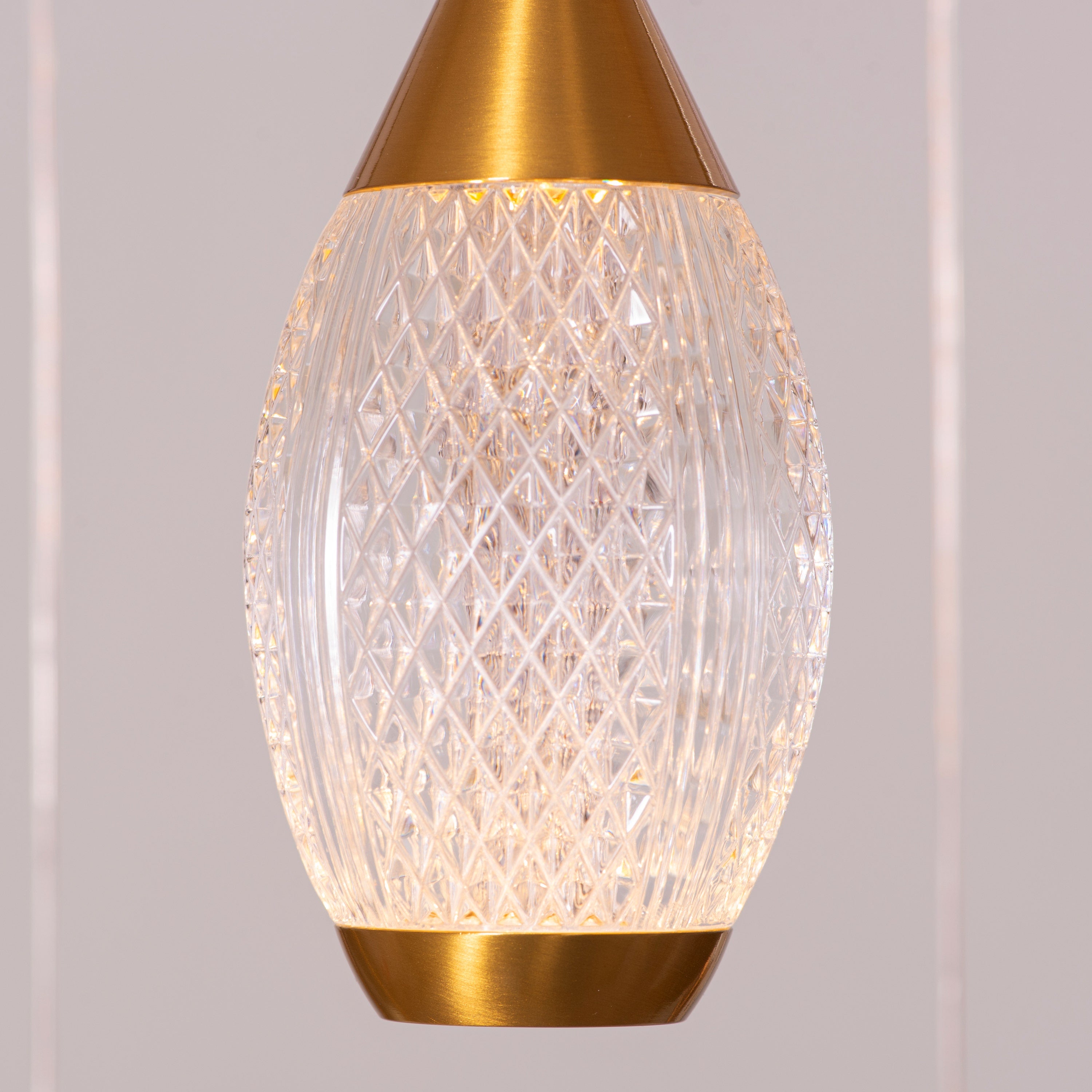 Perfect Landing (Medium, Gold, White, Dimmable LED with Remote Control) Textured Glass Pendant Light