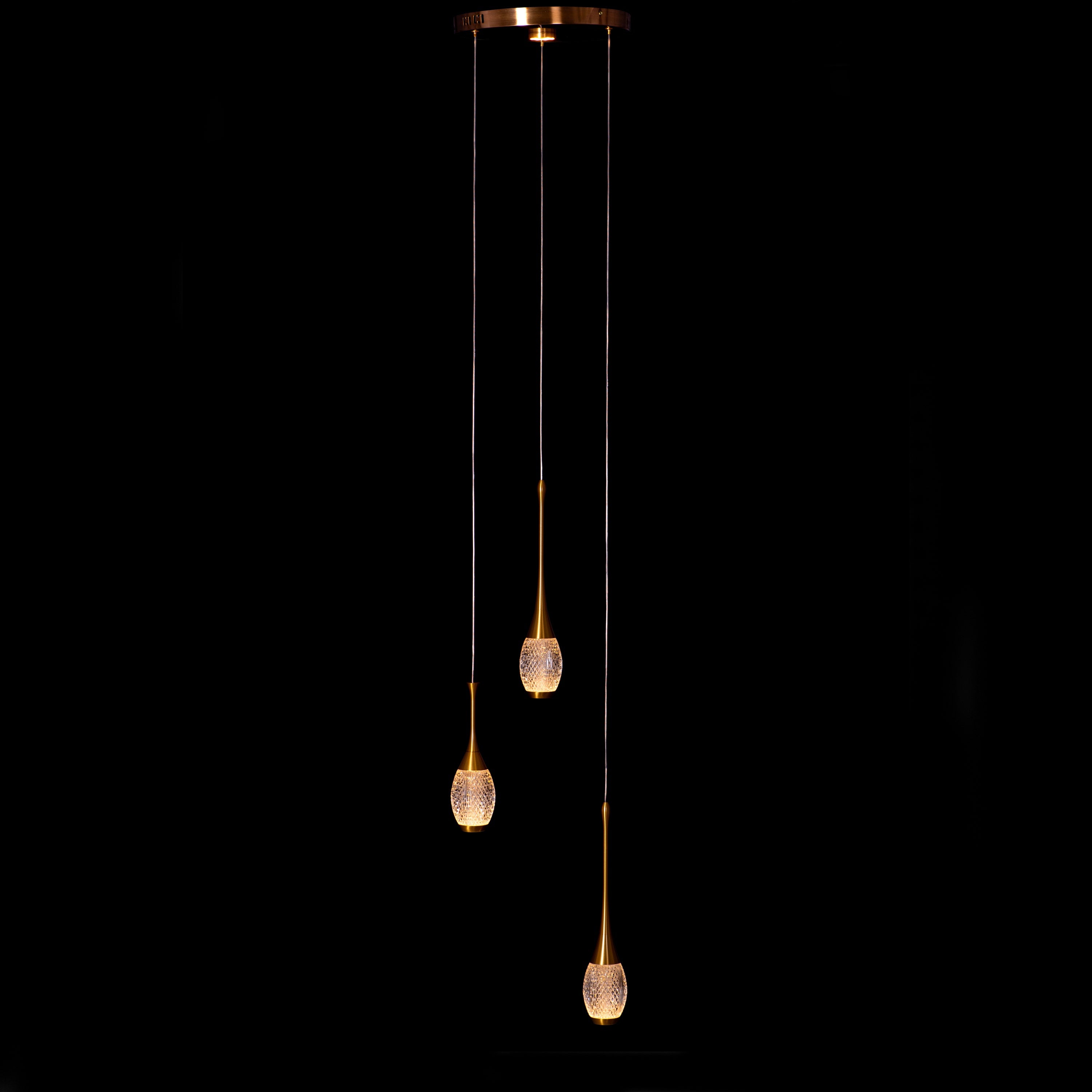 Perfect Landing (Medium, Gold, White, Dimmable LED with Remote Control) Textured Glass Pendant Light