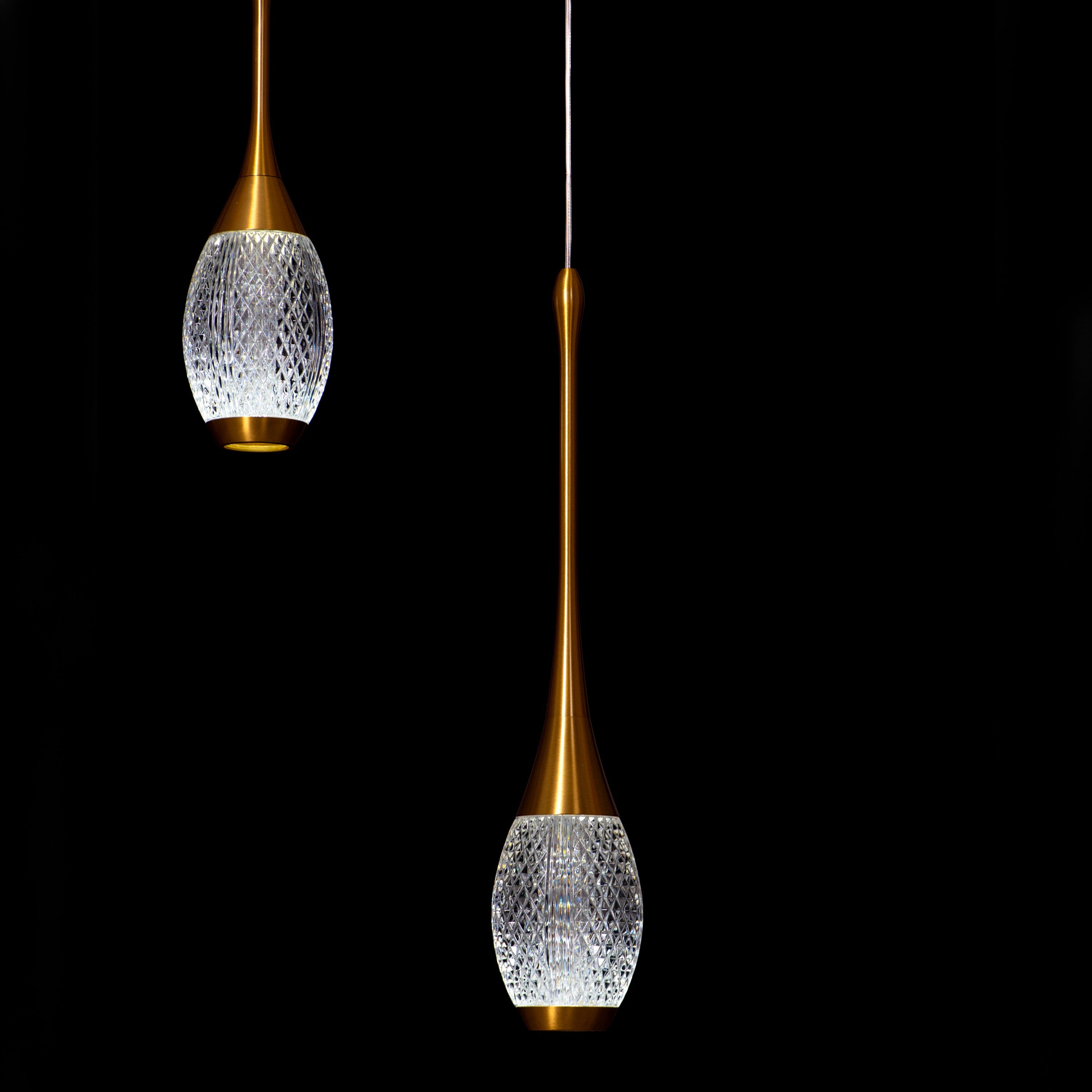 Perfect Landing (Medium, Gold, White, Dimmable LED with Remote Control) Textured Glass Pendant Light