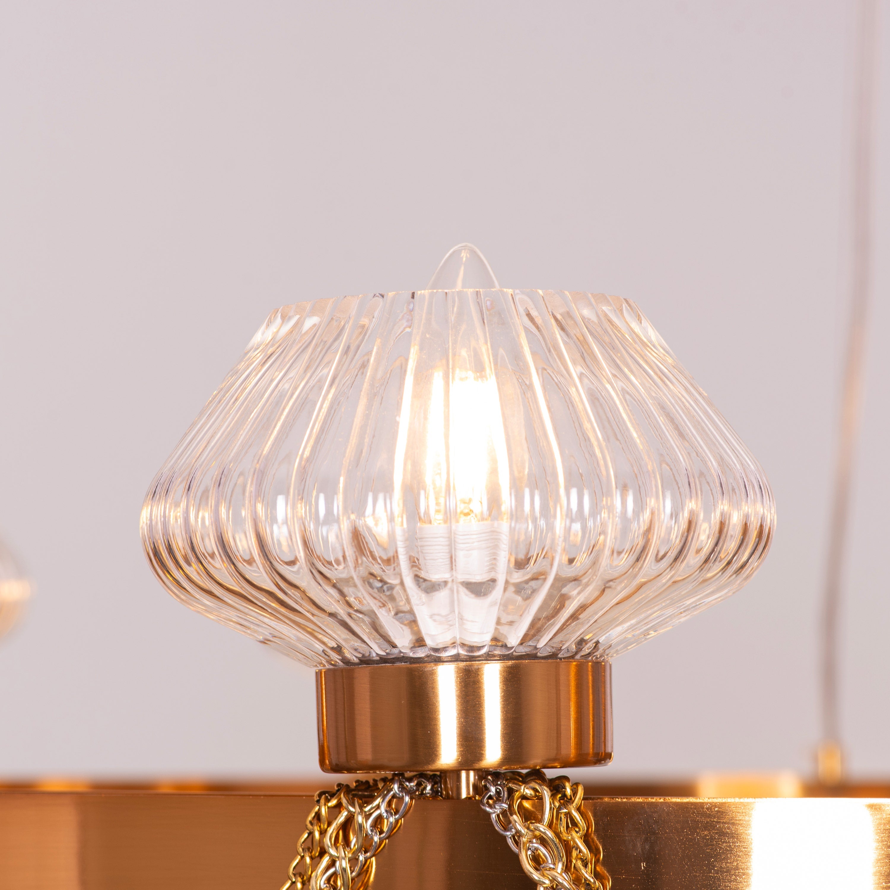 Heart Is Beating (Large, Gold) Clear Glass Chandelier