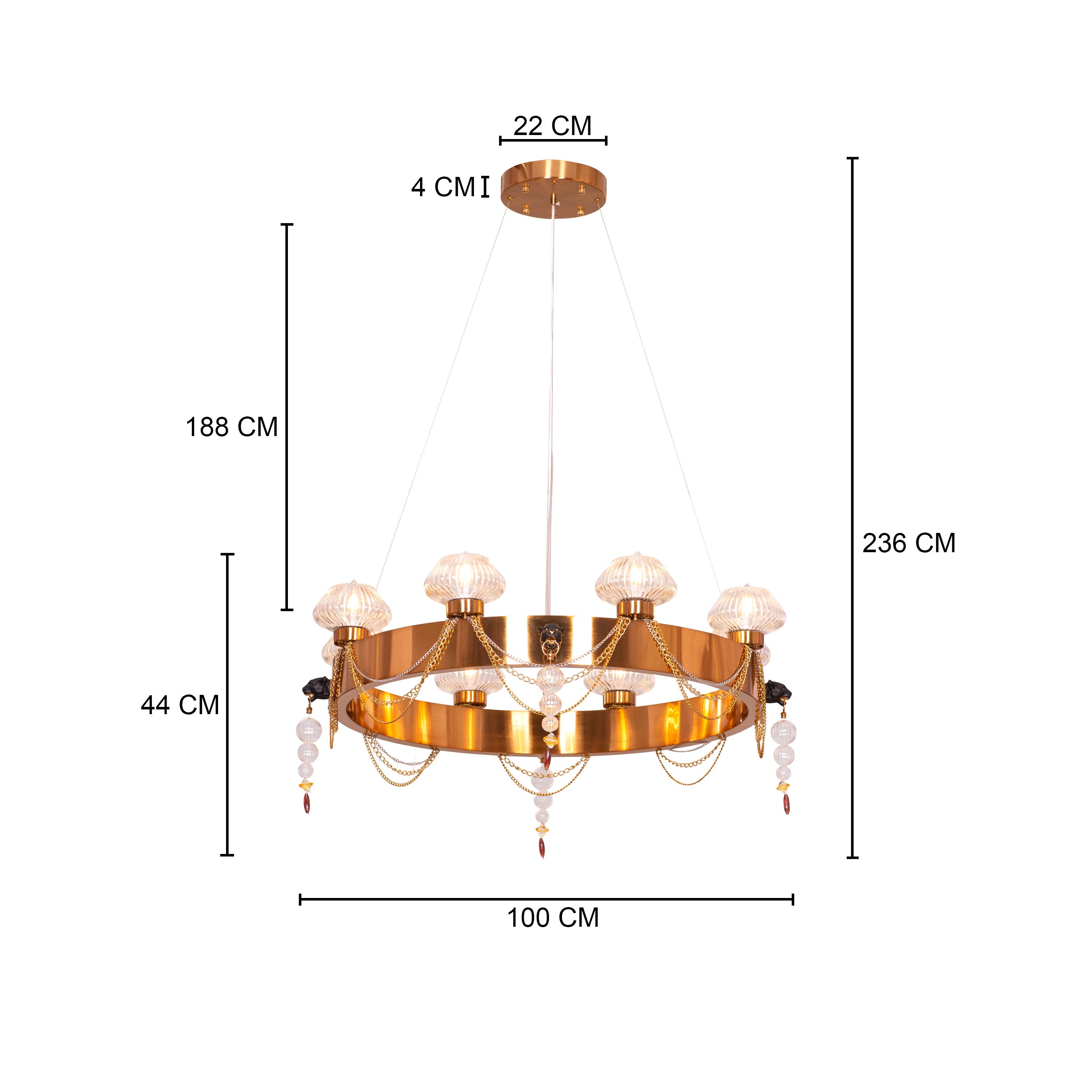 Heart Is Beating (Large, Gold) Clear Glass Chandelier
