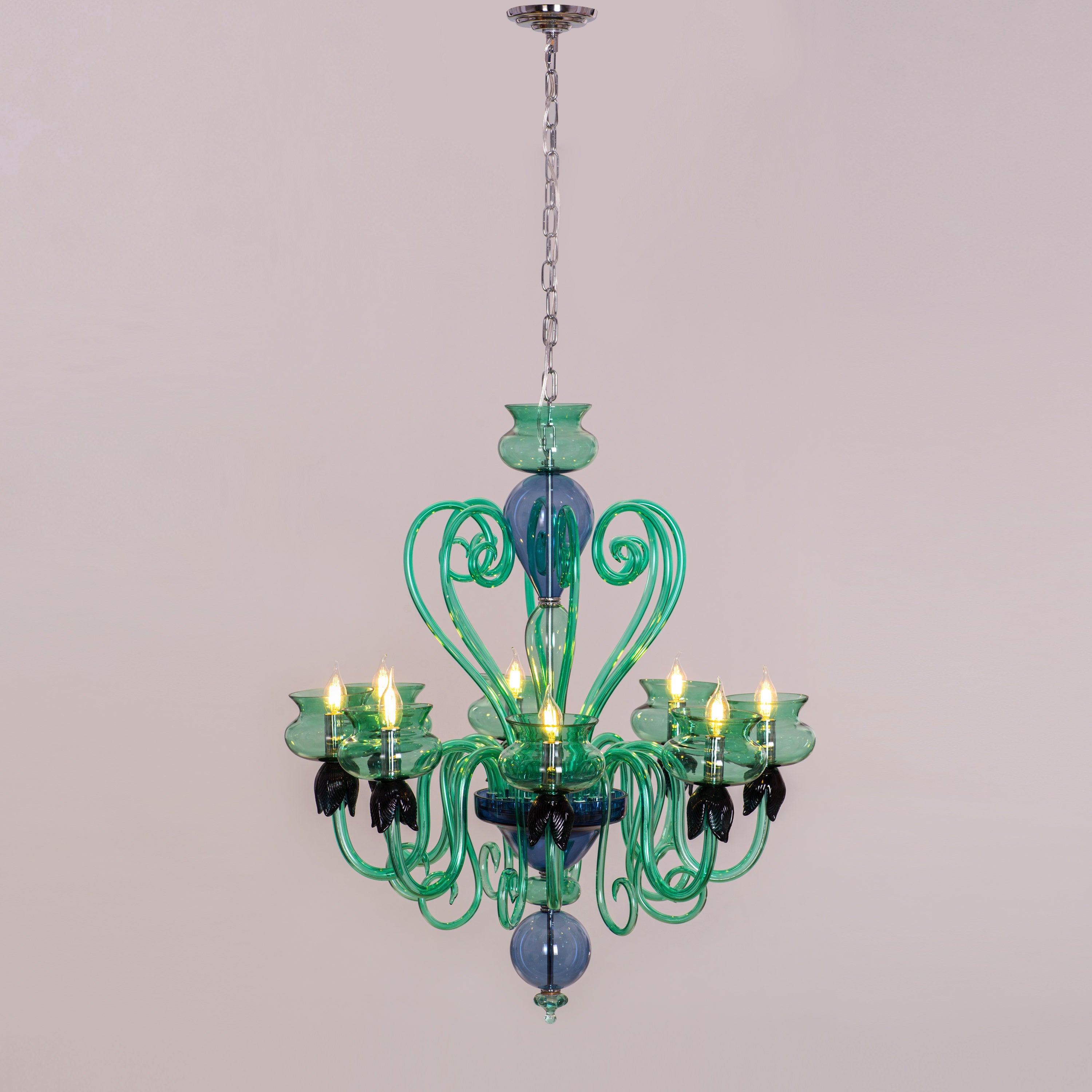 Kind To The Mind (Large, Green, Blue) Clear Glass Chandelier