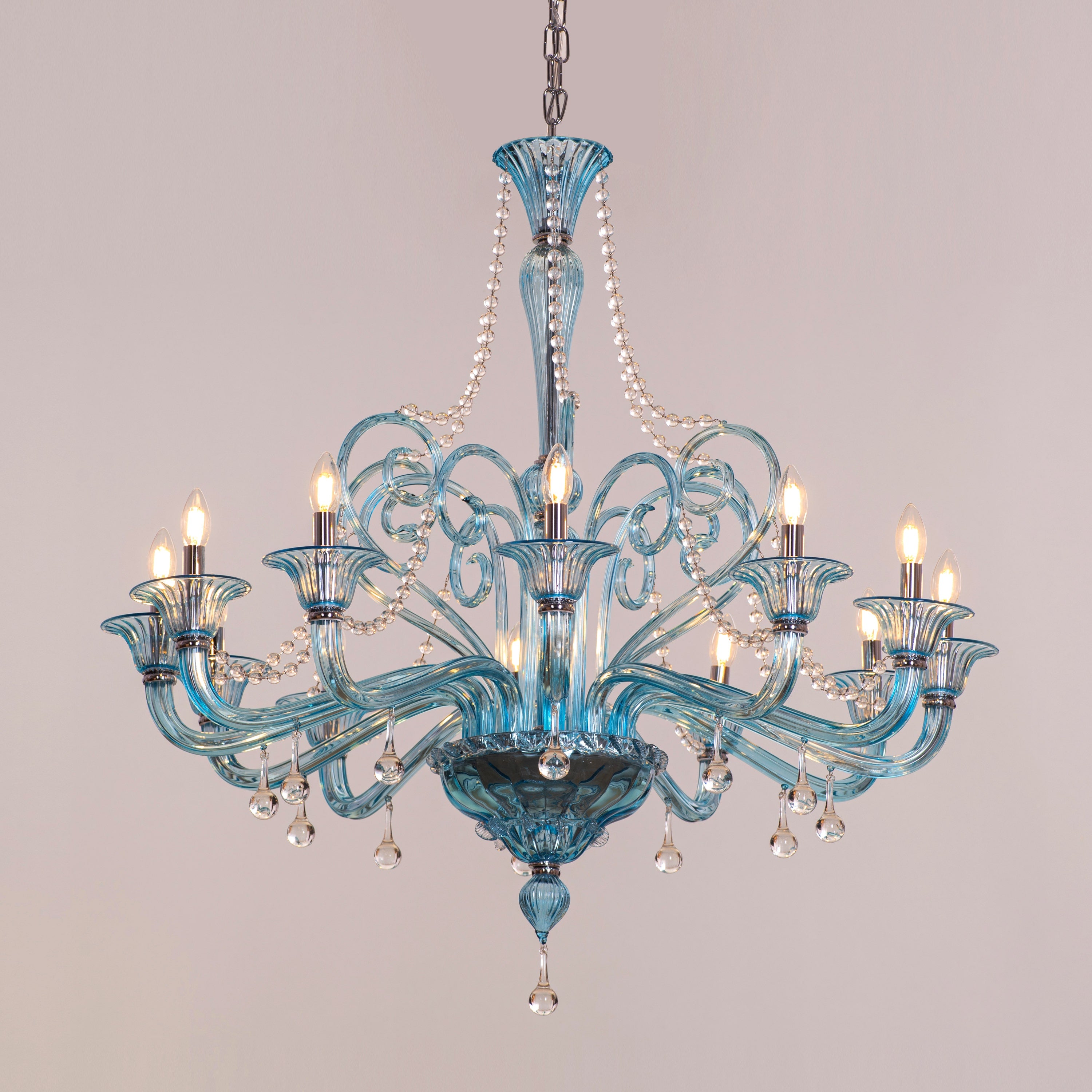 Grecian Glamour (Large, Blue) Textured Glass Chandelier