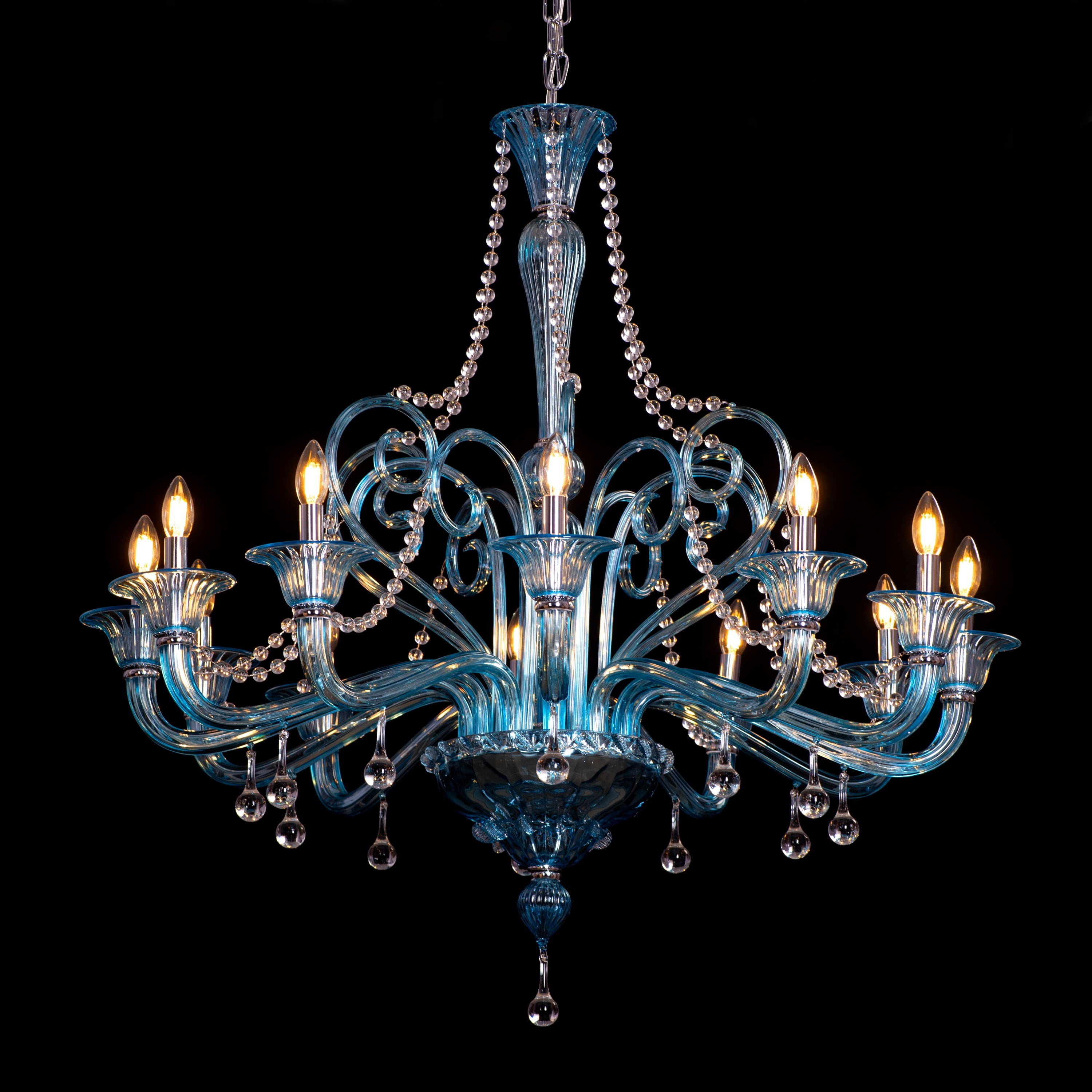 Grecian Glamour (Large, Blue) Textured Glass Chandelier