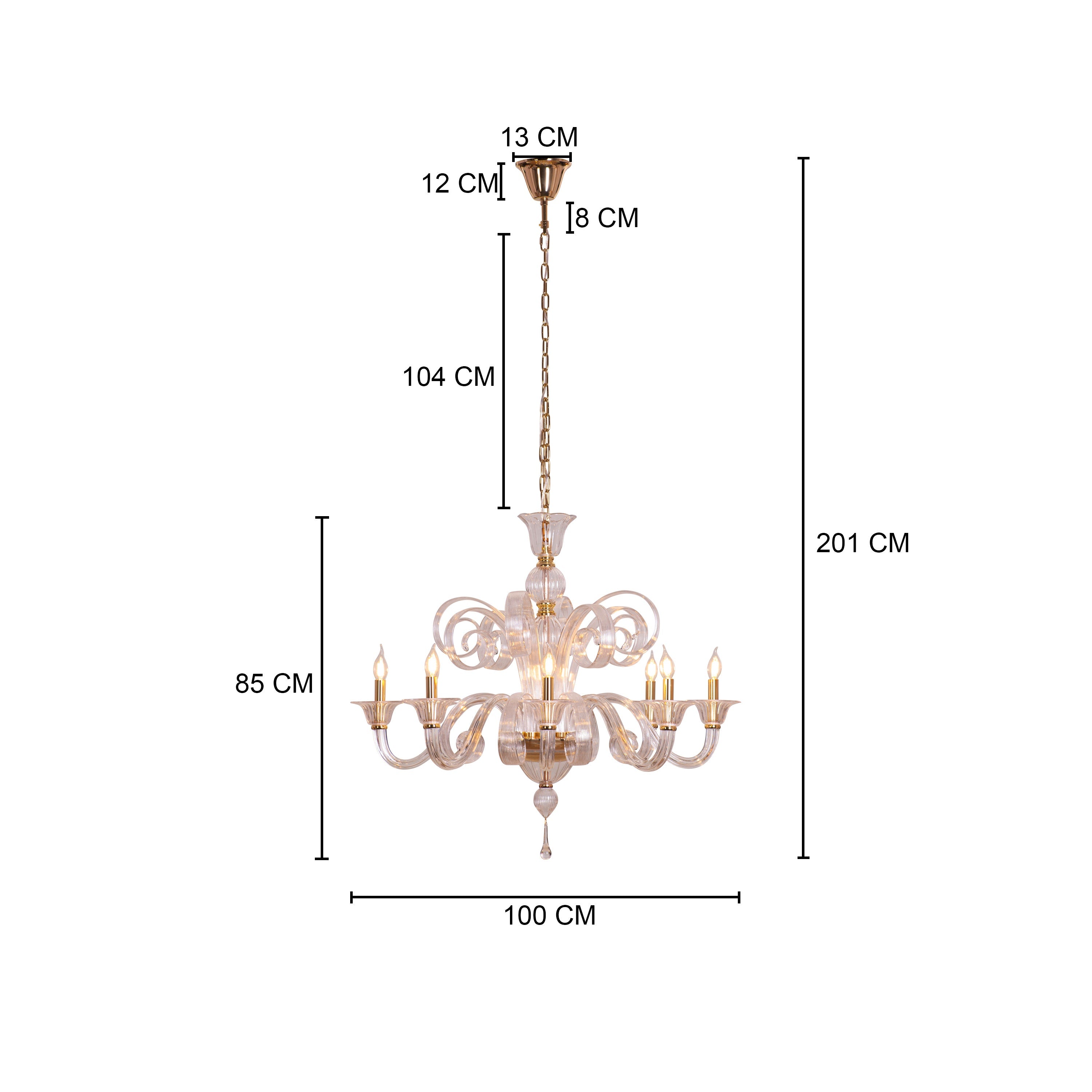 String Of Pearls (Large, Gold) Textured Glass Chandelier