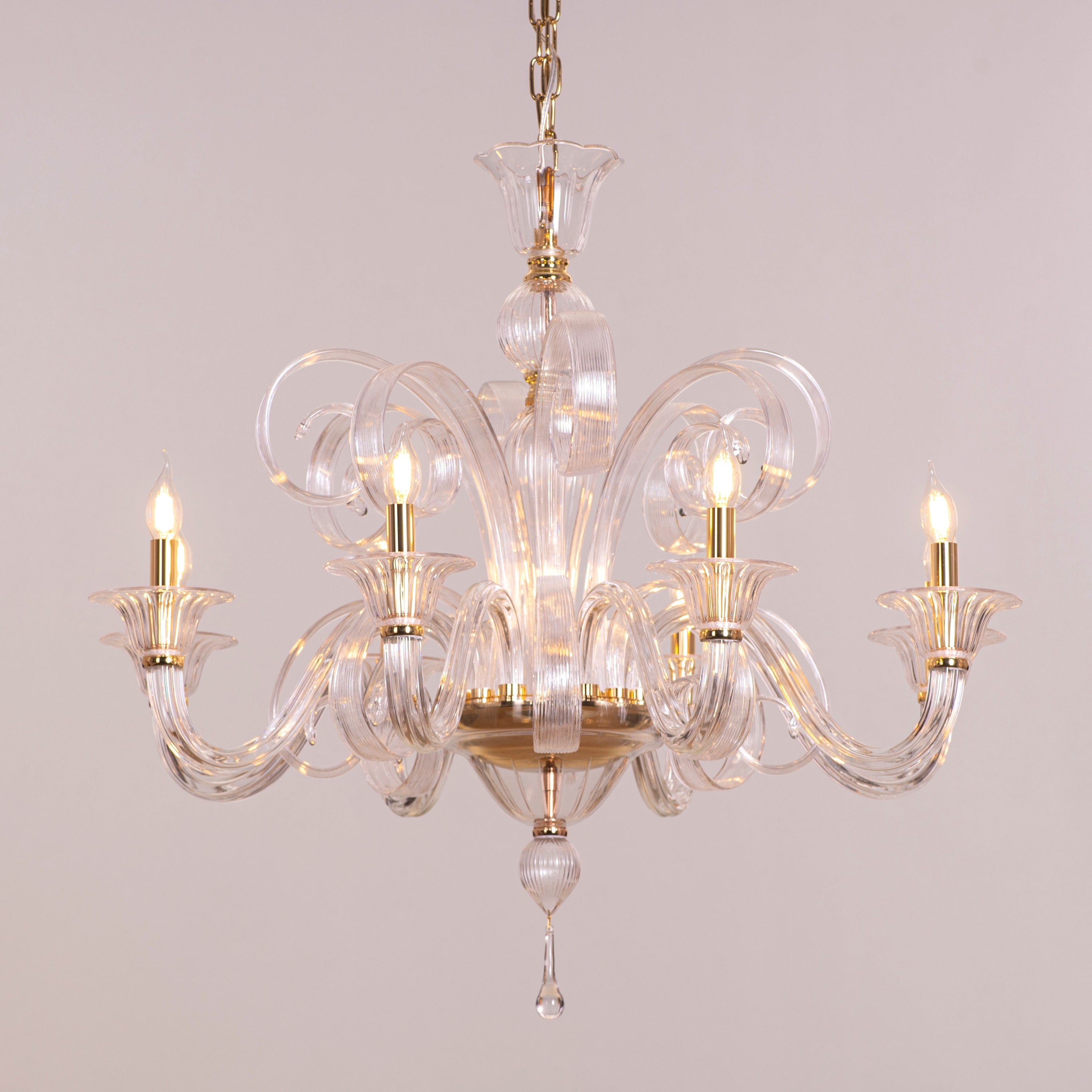 String Of Pearls (Large, Gold) Textured Glass Chandelier