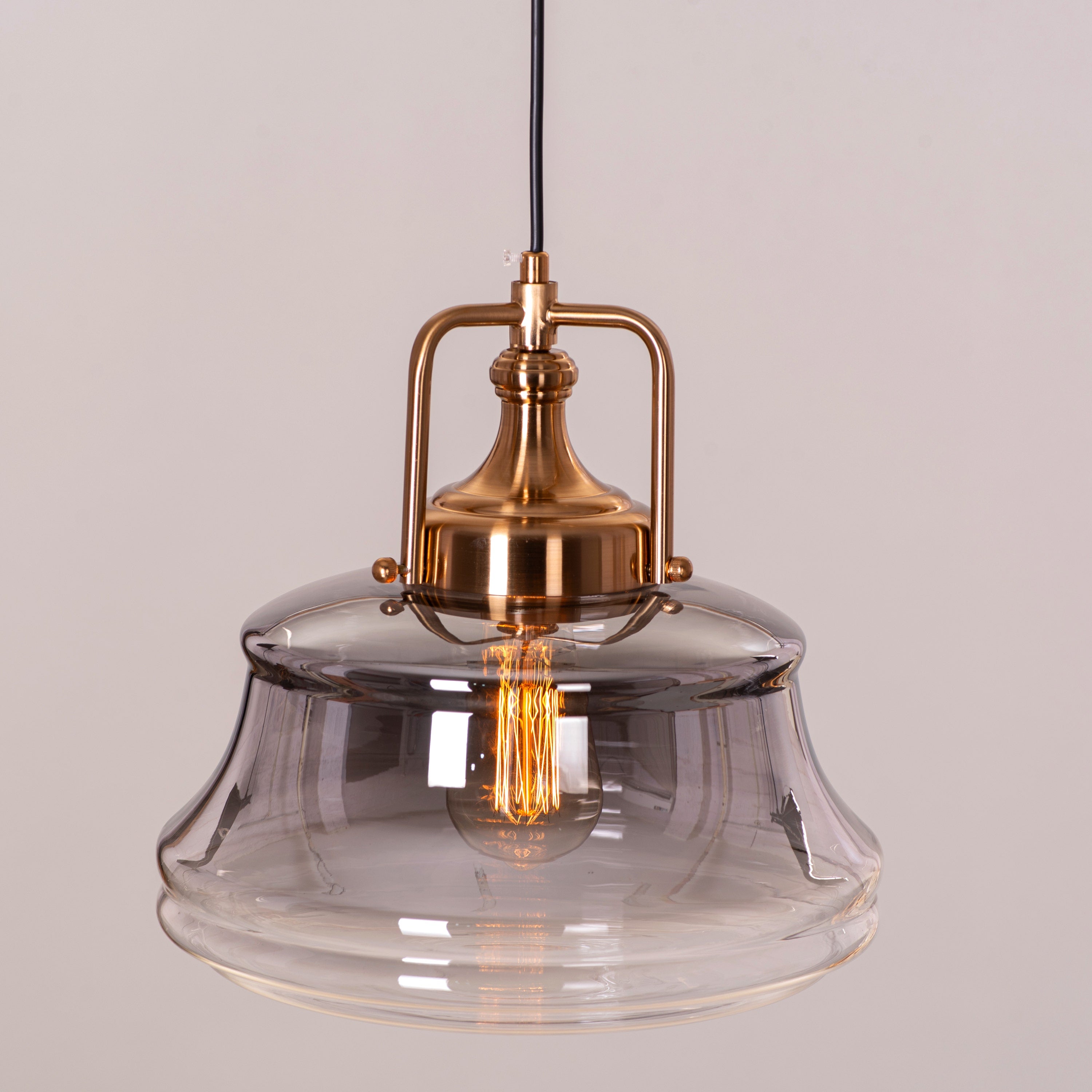 Eyes Closed (Gold, Smokey Grey) Clear Glass Pendant Light