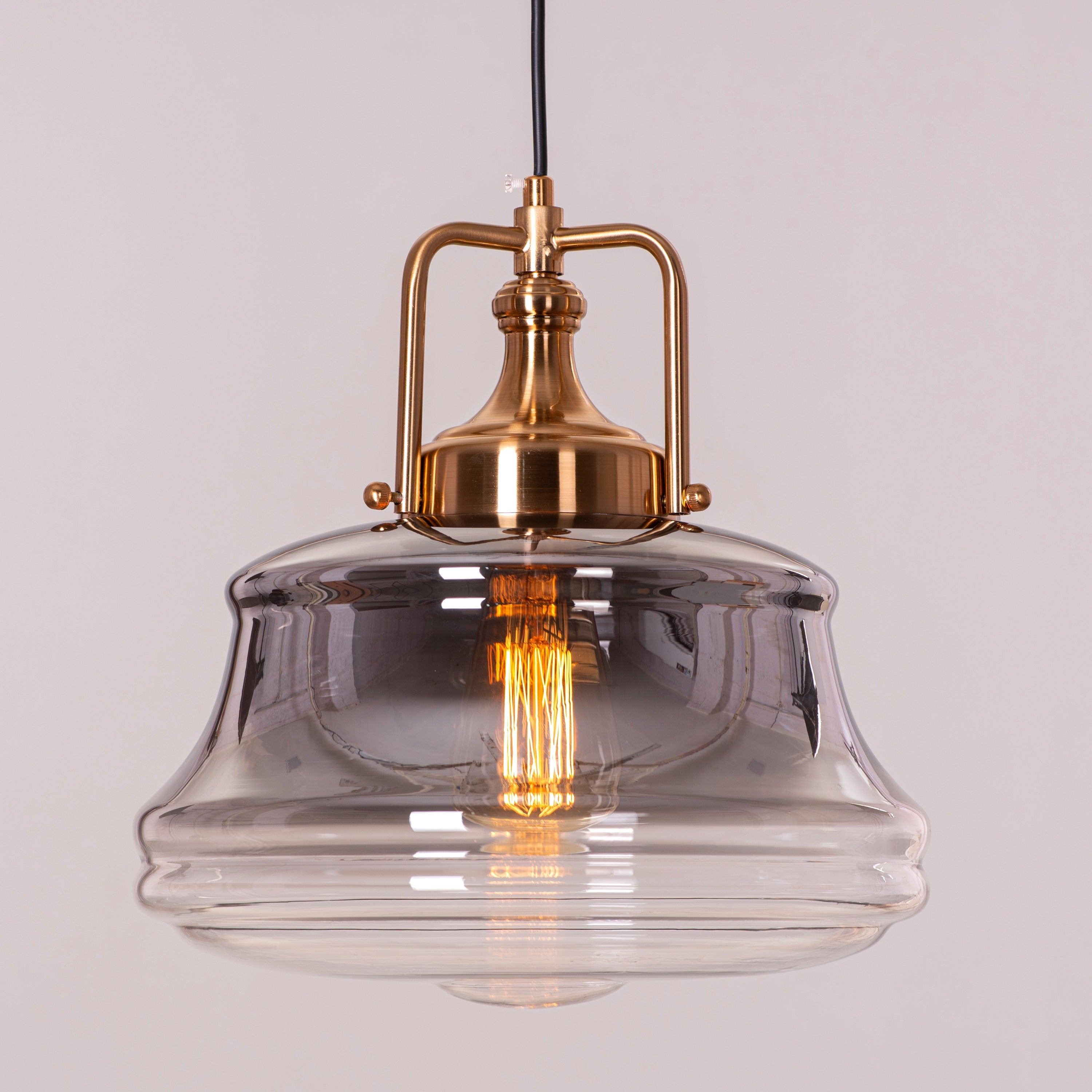 Eyes Closed (Gold, Smokey Grey) Clear Glass Pendant Light