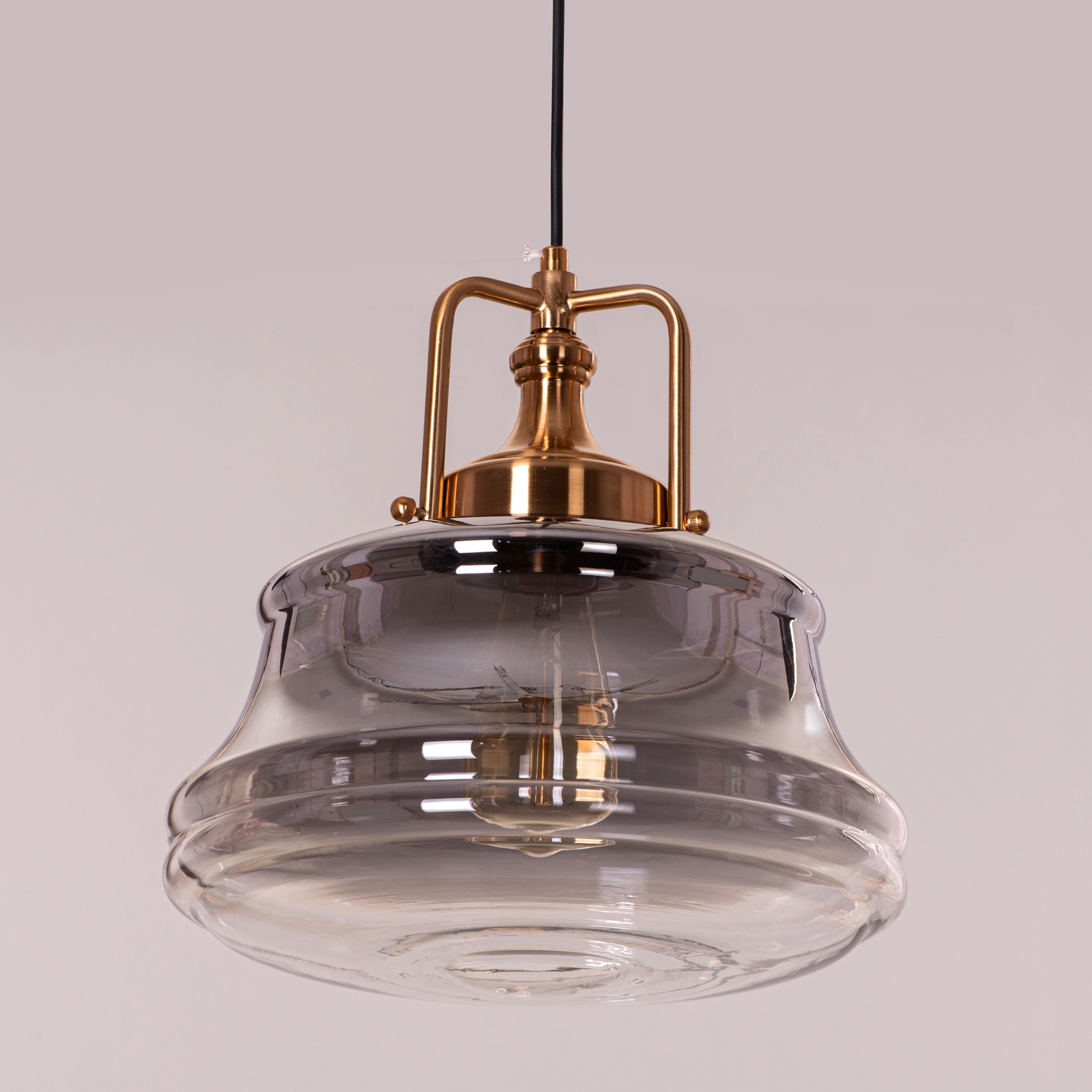 Eyes Closed (Gold, Smokey Grey) Clear Glass Pendant Light