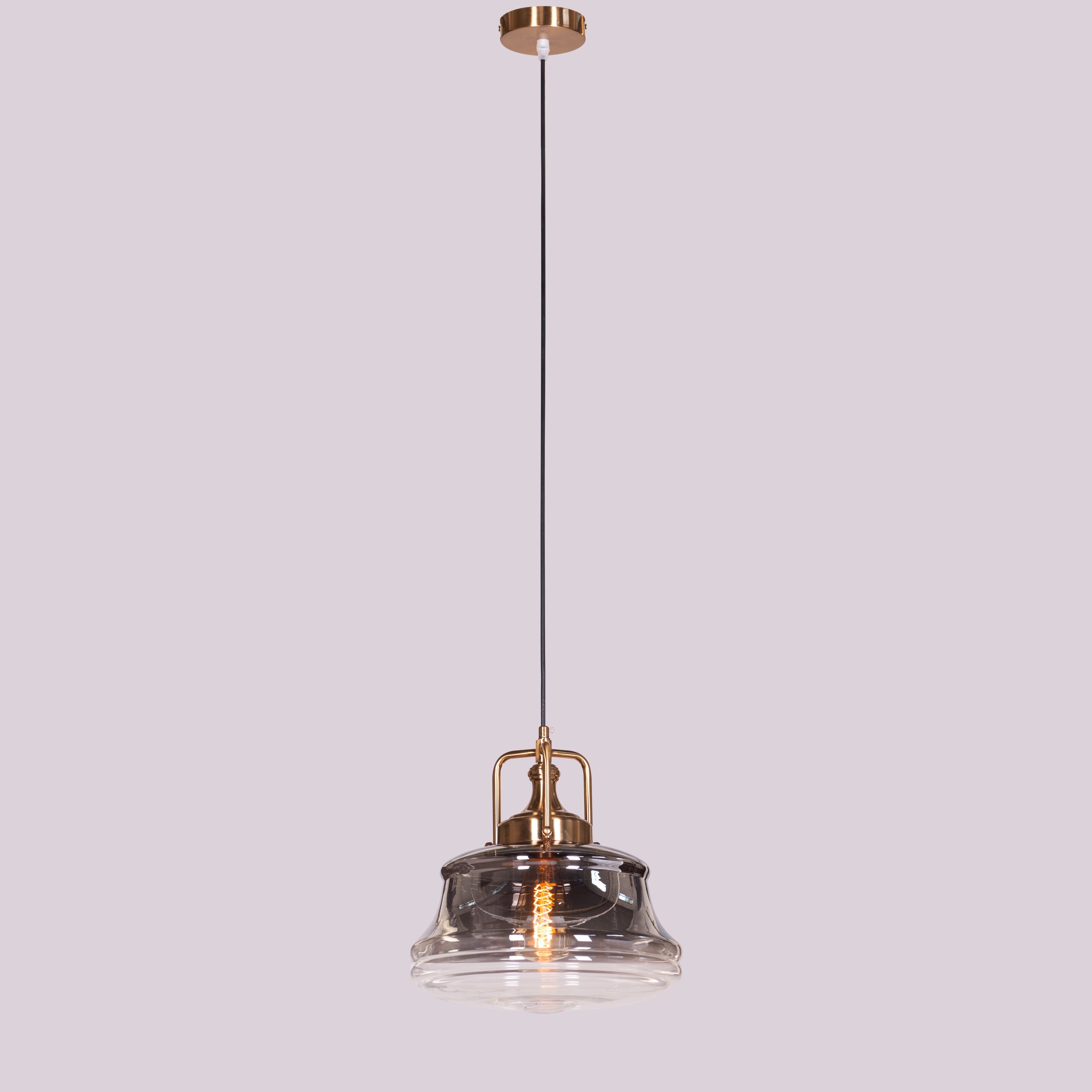 Eyes Closed (Gold, Smokey Grey) Clear Glass Pendant Light