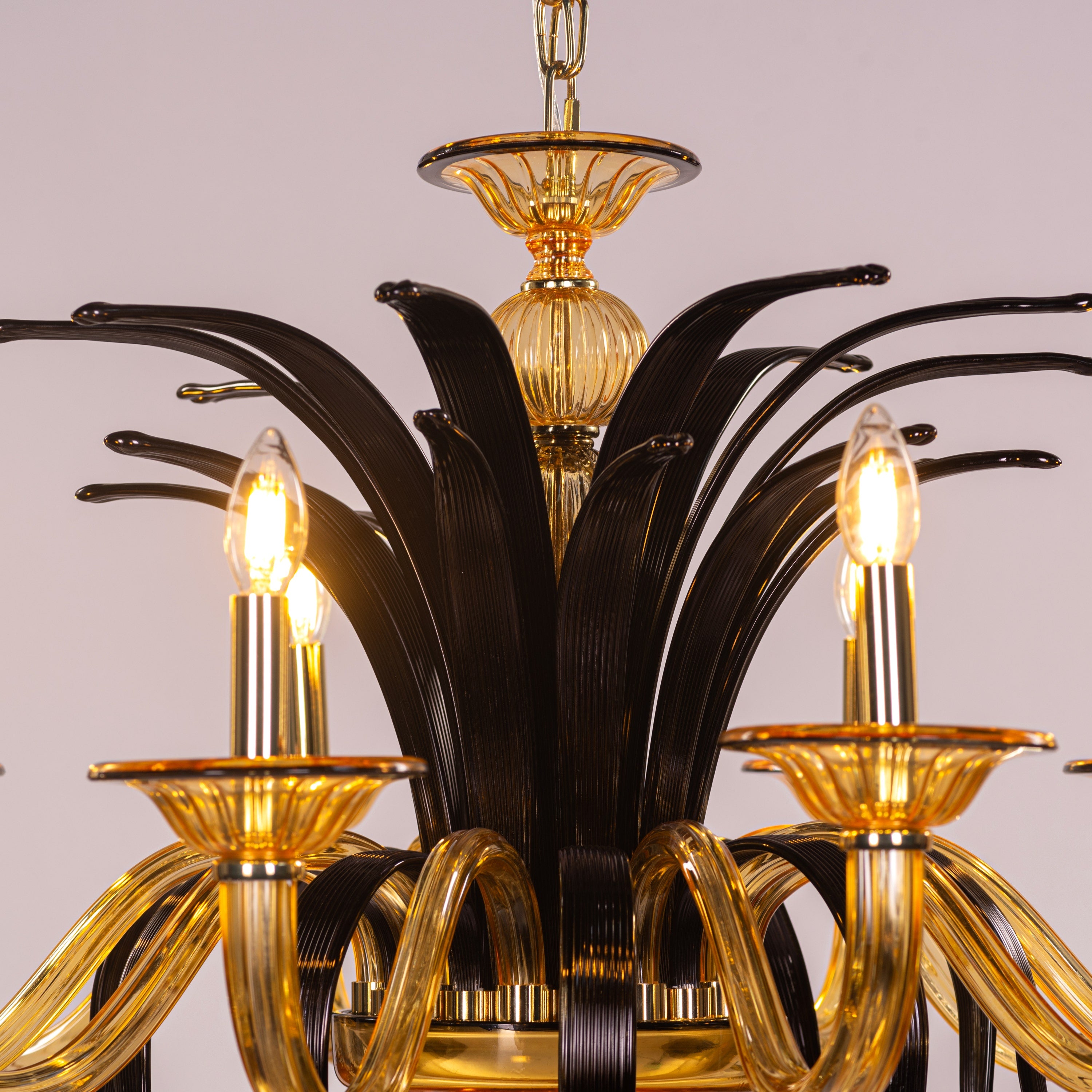 Melodrama (Large, Amber, Black) Textured Glass Chandelier