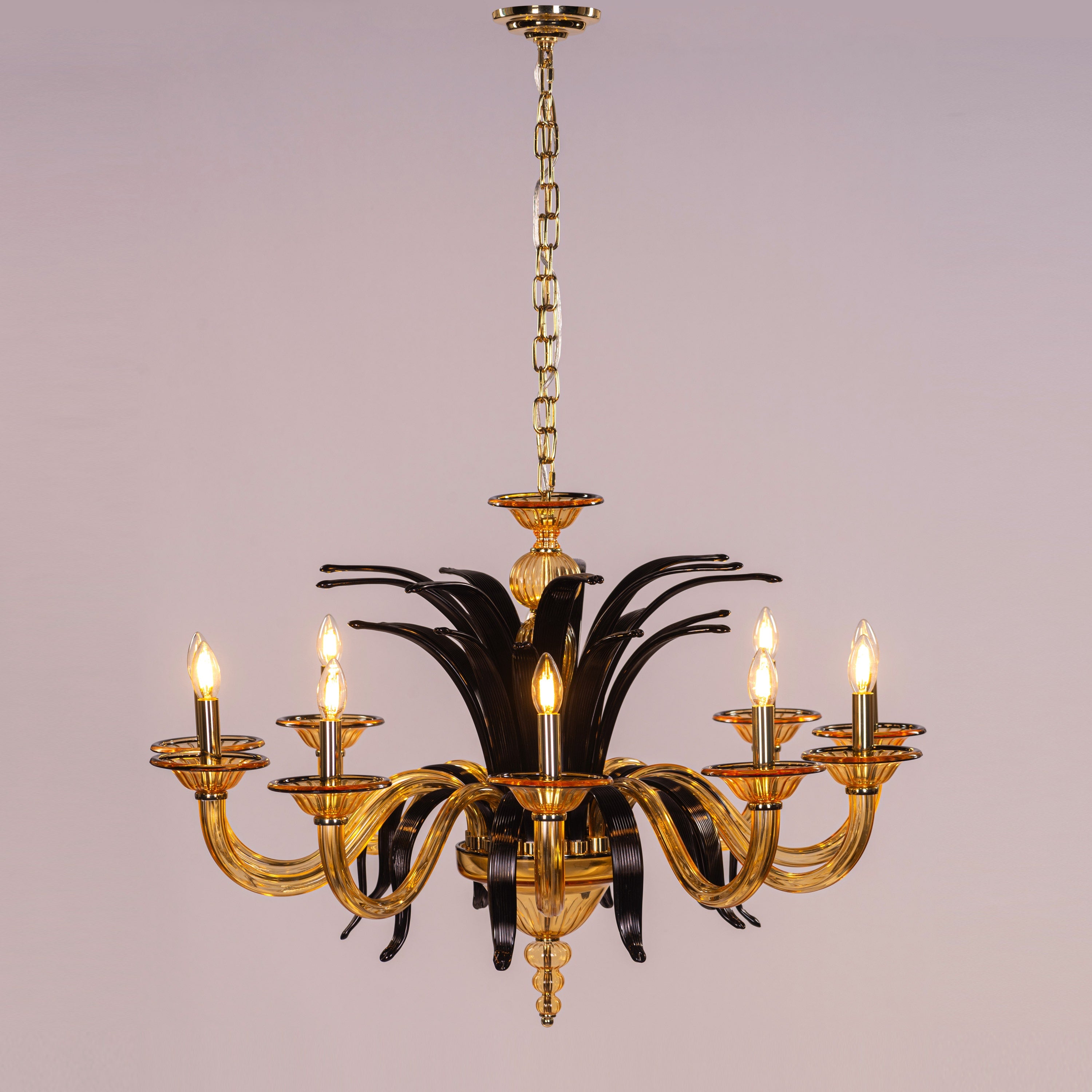 Melodrama (Large, Amber, Black) Textured Glass Chandelier