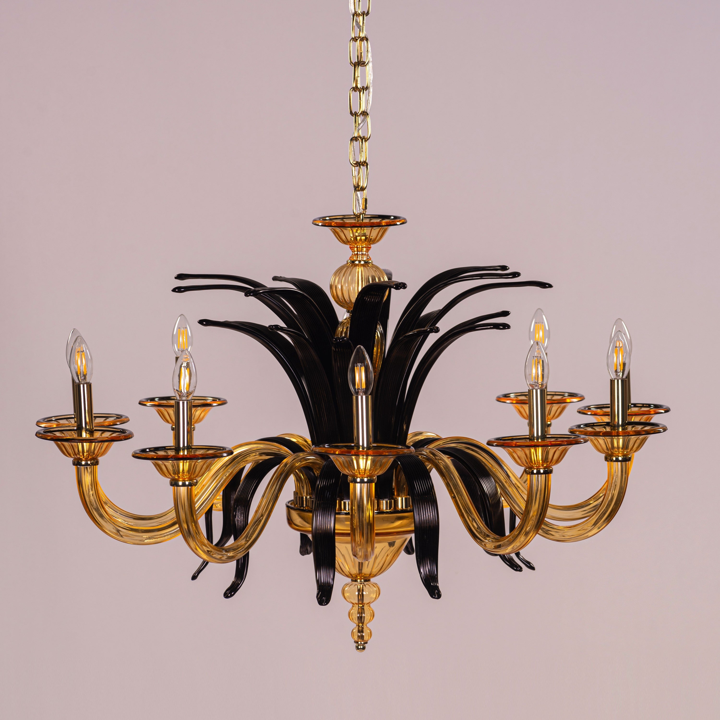 Melodrama (Large, Amber, Black) Textured Glass Chandelier
