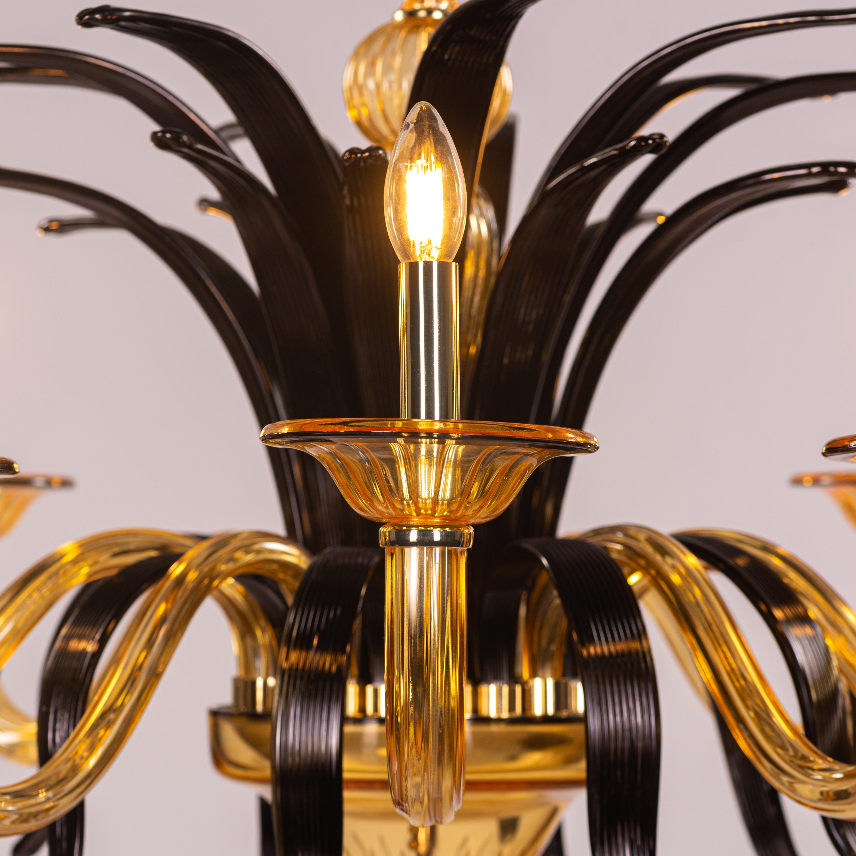 Melodrama (Large, Amber, Black) Textured Glass Chandelier