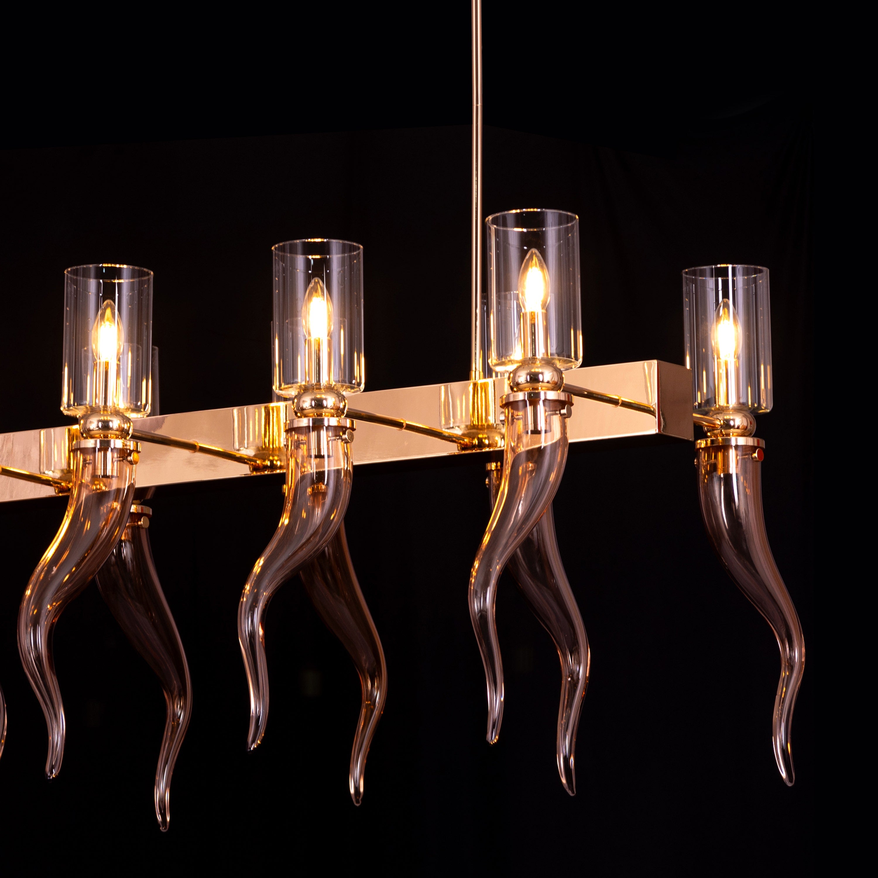 Watch For The Signal (Large, Gold) Clear Glass Chandelier