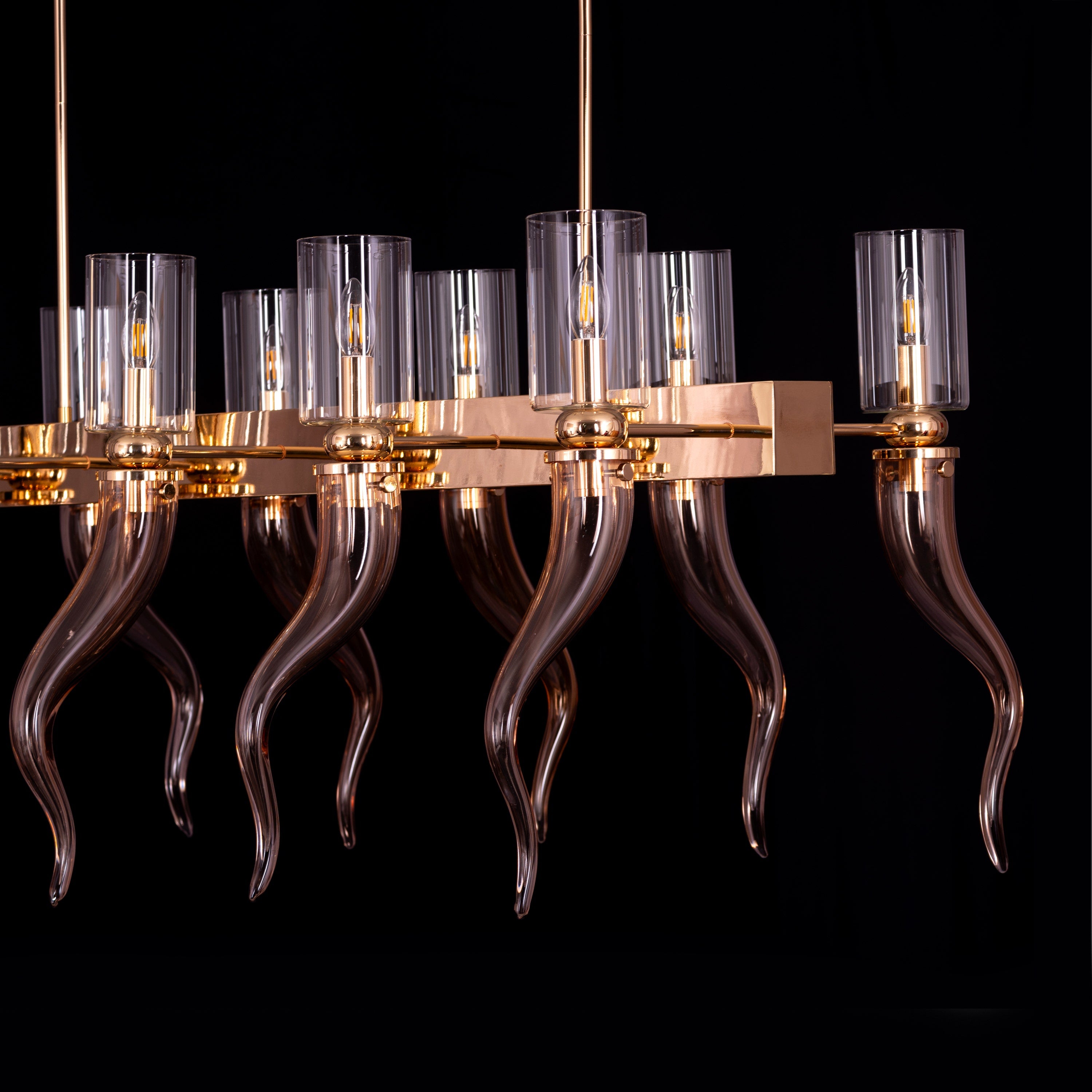 Watch For The Signal (Large, Gold) Clear Glass Chandelier