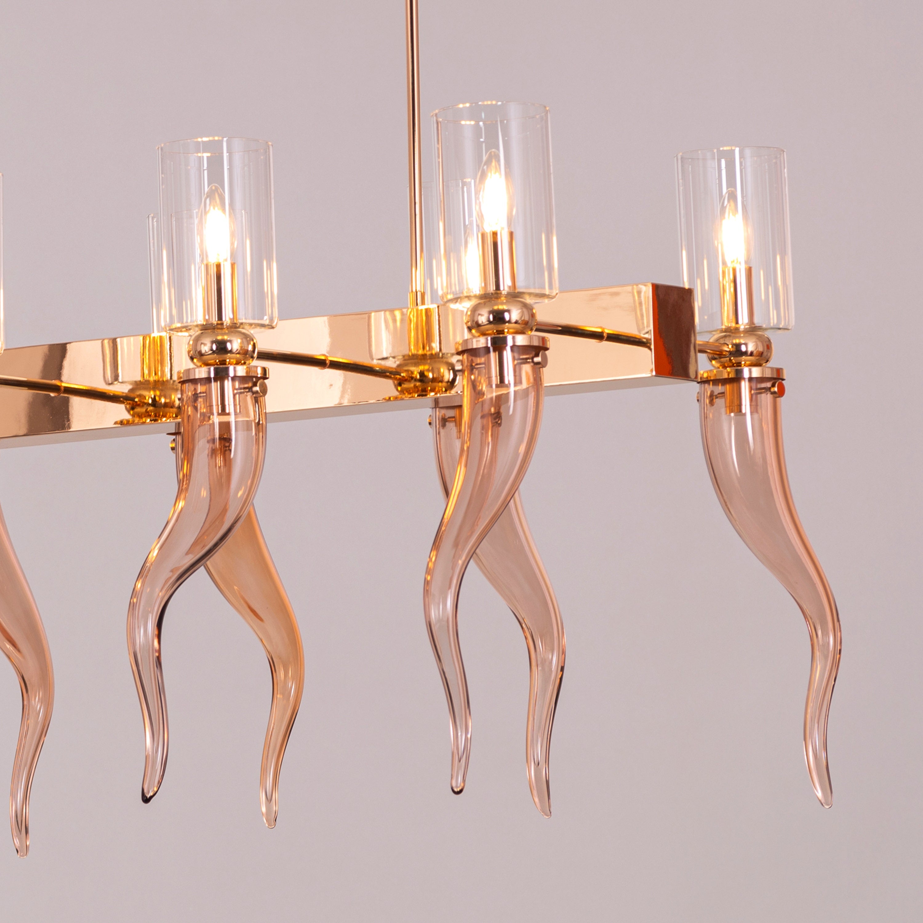 Watch For The Signal (Large, Gold) Clear Glass Chandelier