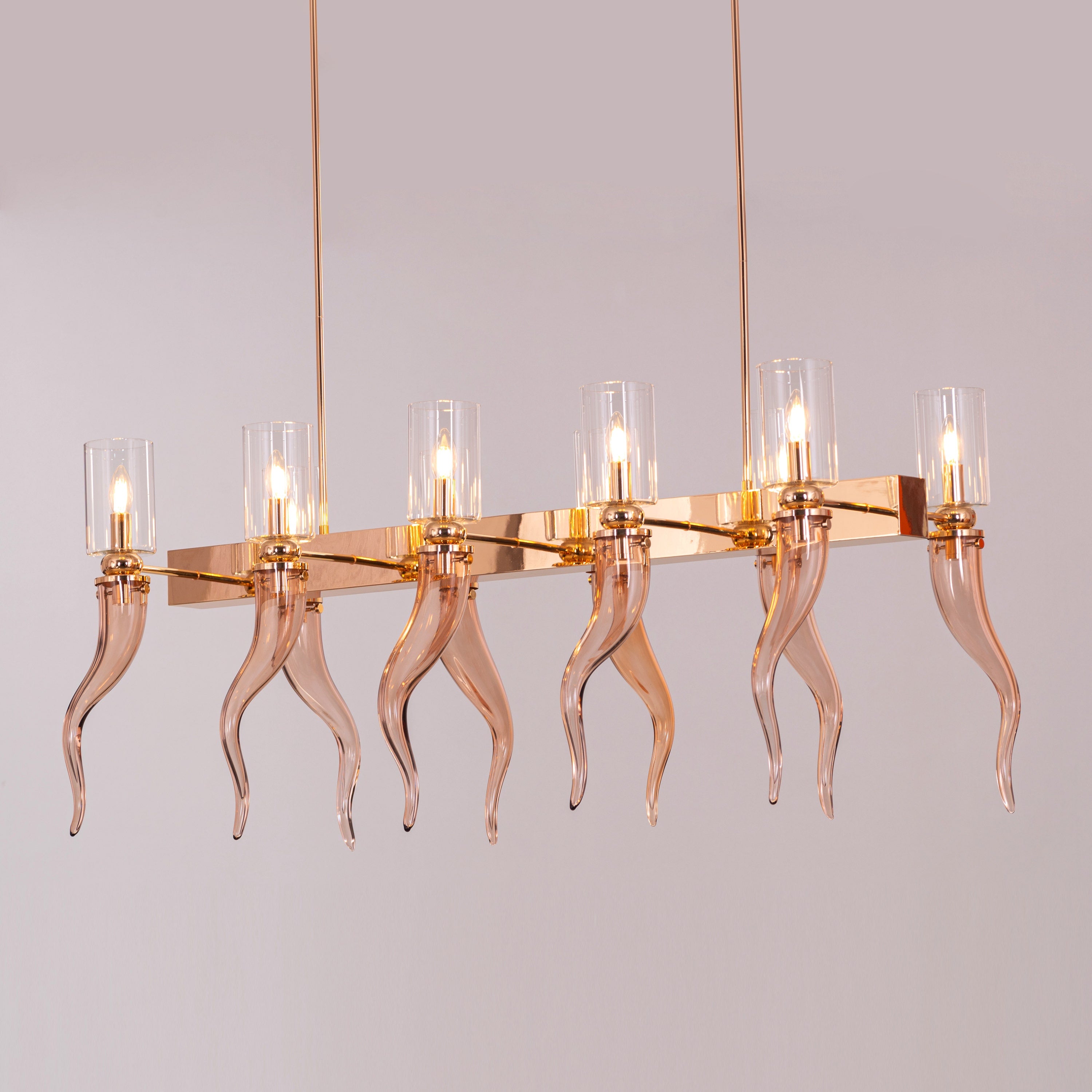 Watch For The Signal (Large, Gold) Clear Glass Chandelier