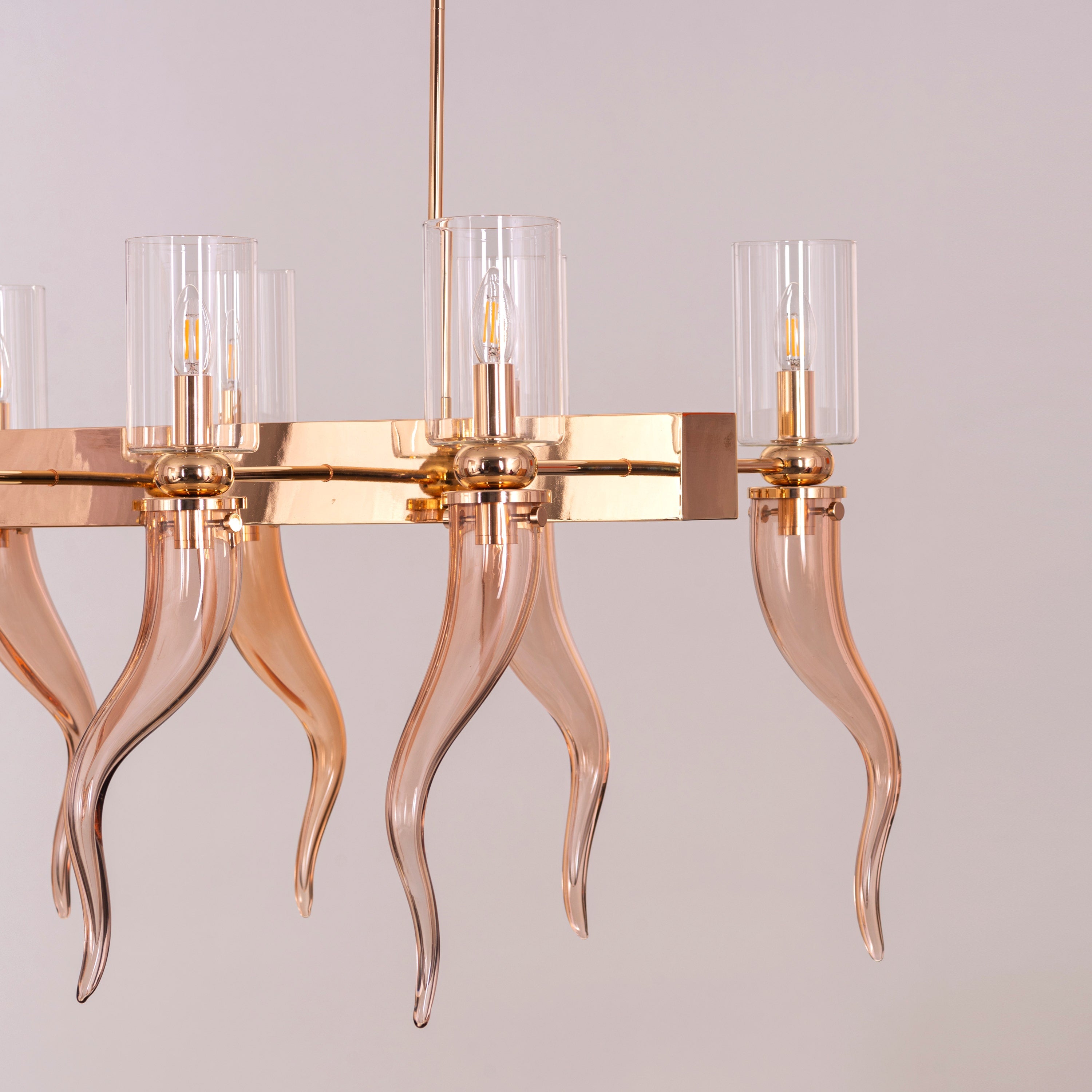 Watch For The Signal (Large, Gold) Clear Glass Chandelier