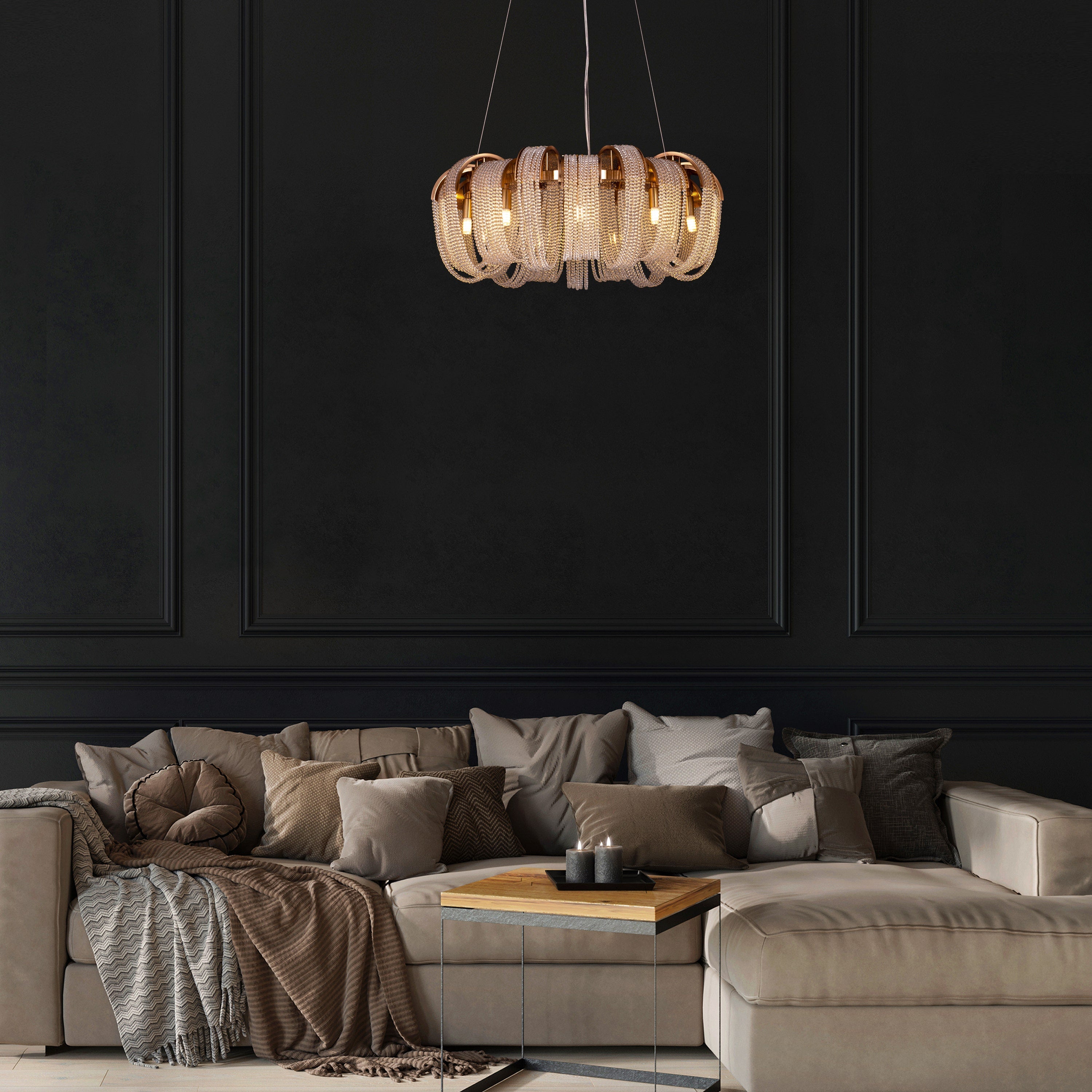 Waves For Days (Medium, Gold) Crystal Chandelier