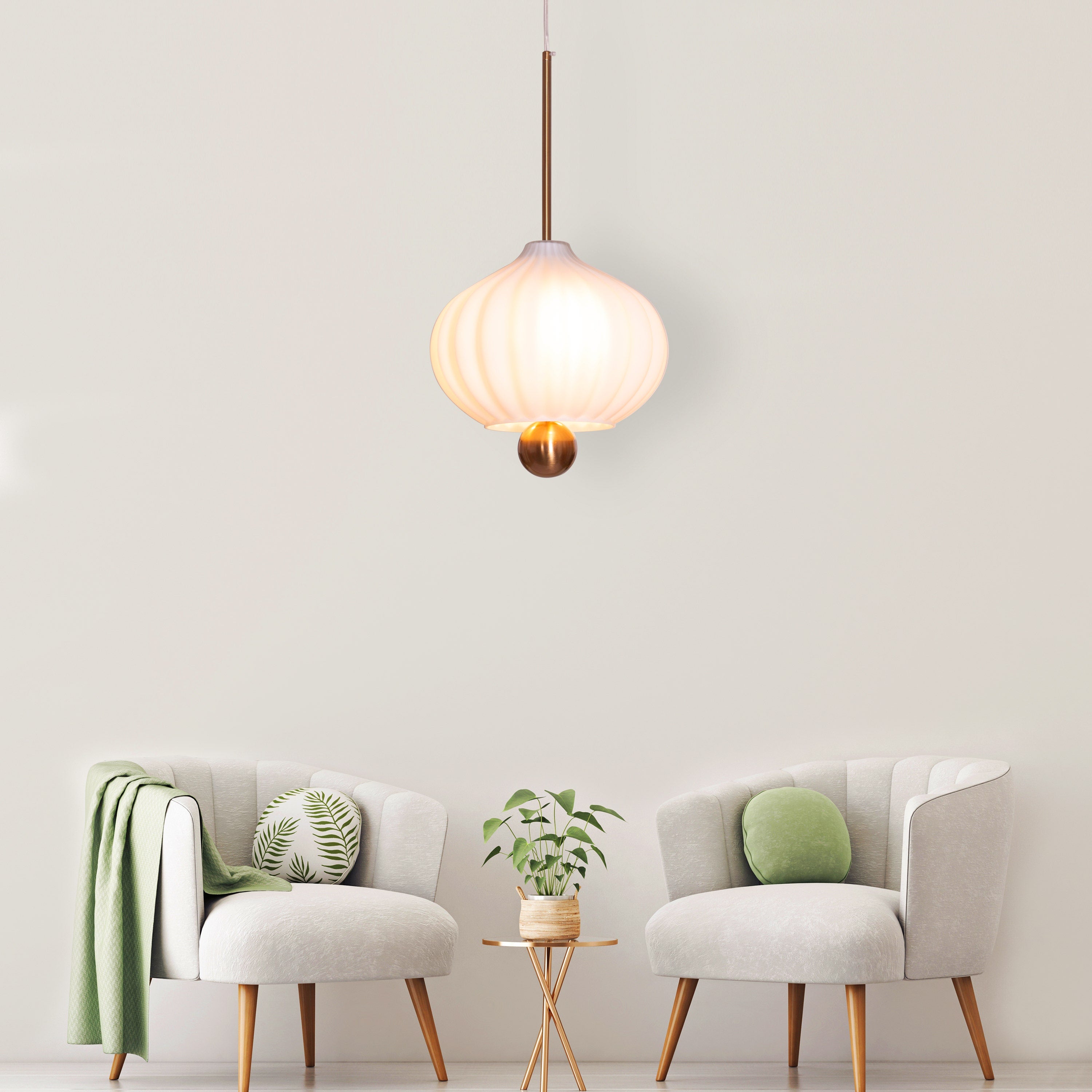 Take Me To The Moon (Gold, White) Frosted Glass Pendant Light