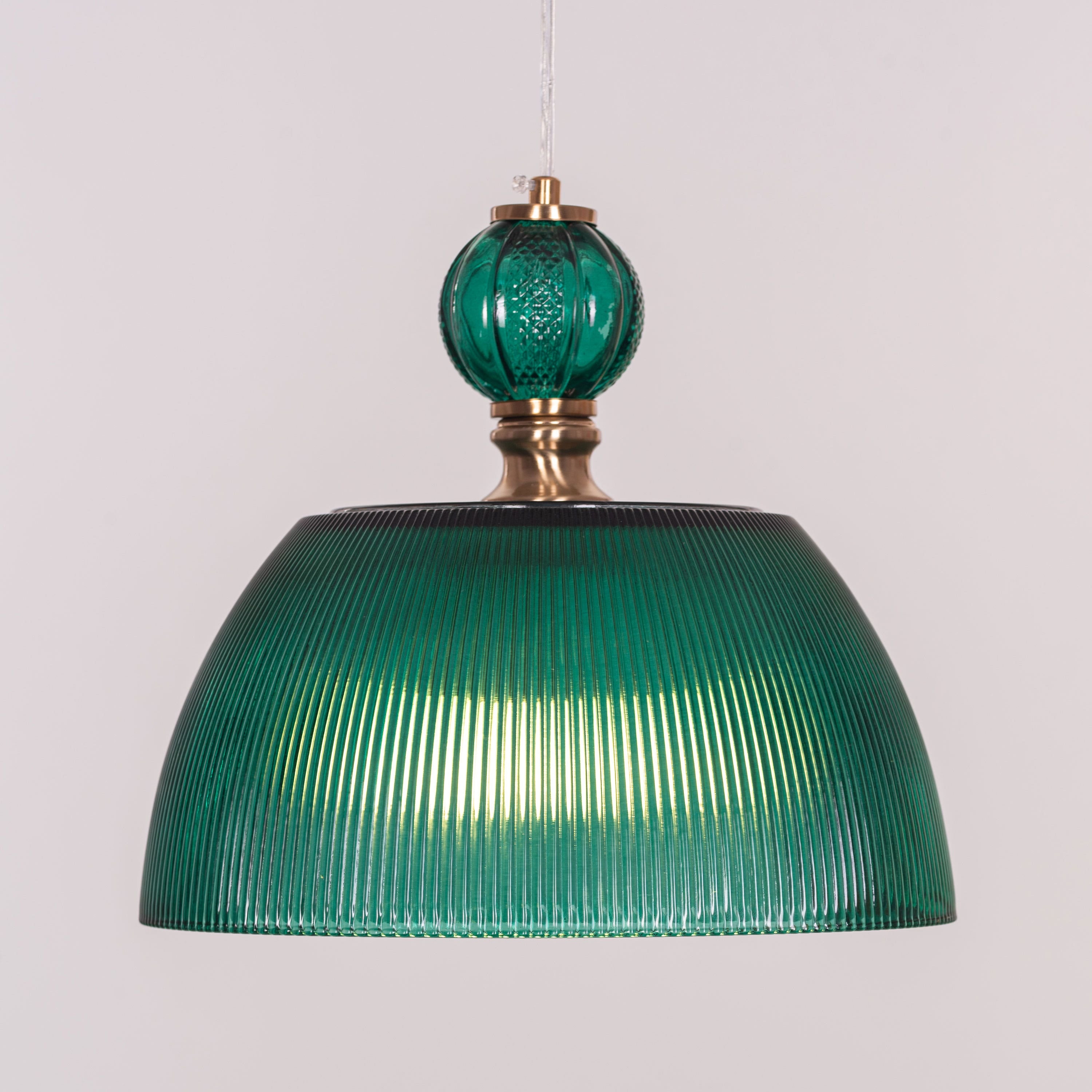 Teal Twist (Green, Gold) Textured Glass Pendant Light