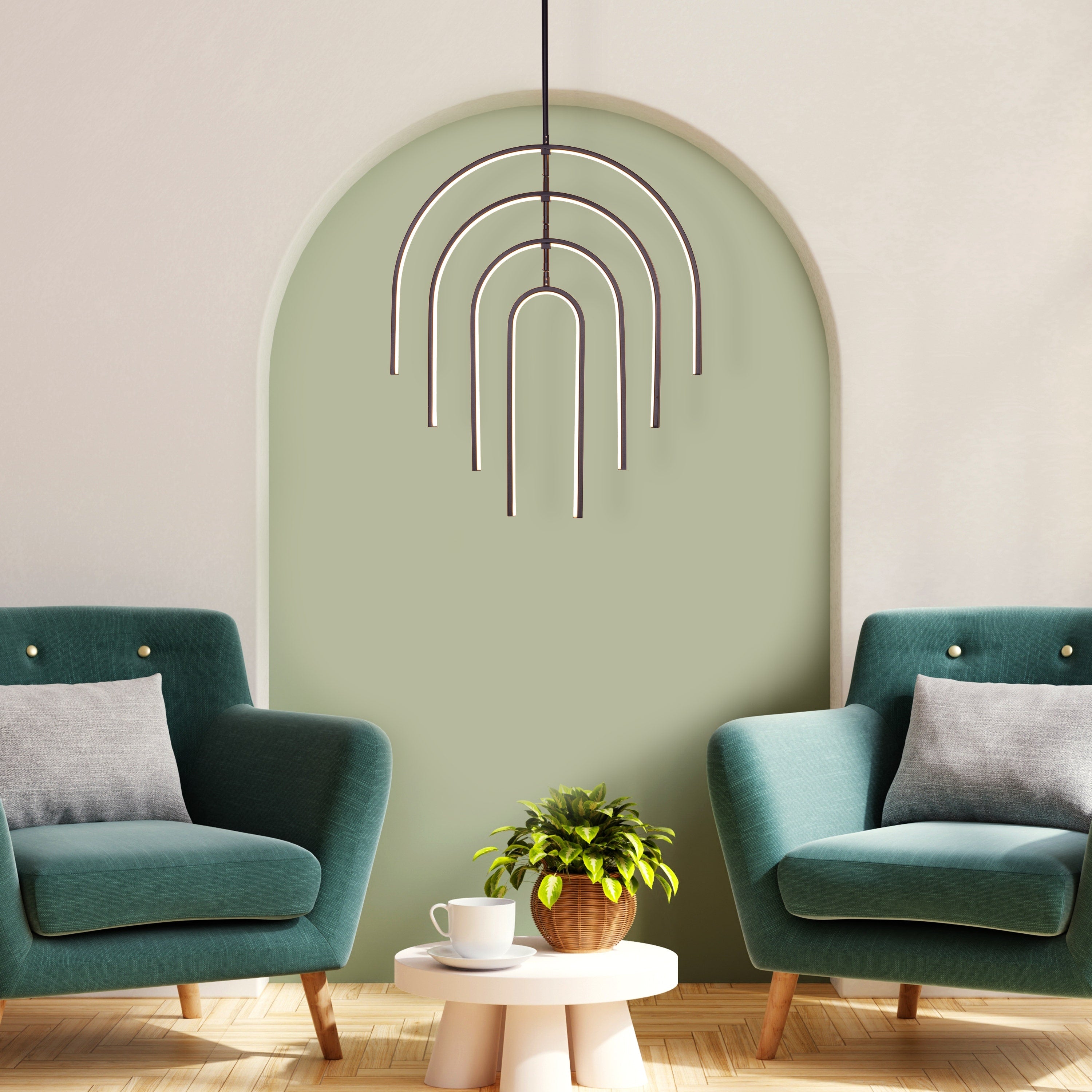 Heatwave (Black) 3 Color Built-In-LED Chandelier