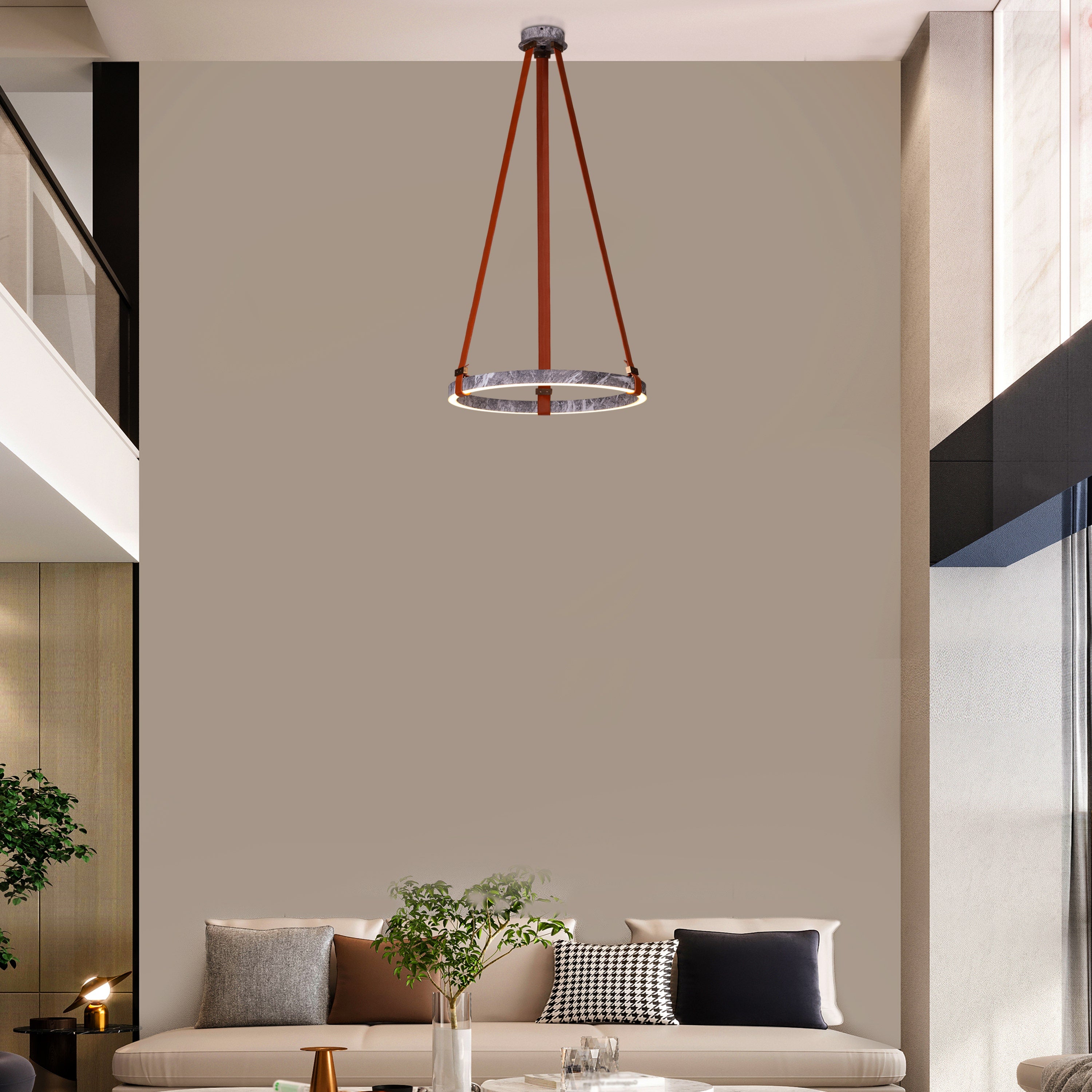 Comeback (Round, Grey) Dimmable LED with Remote Control Chandelier