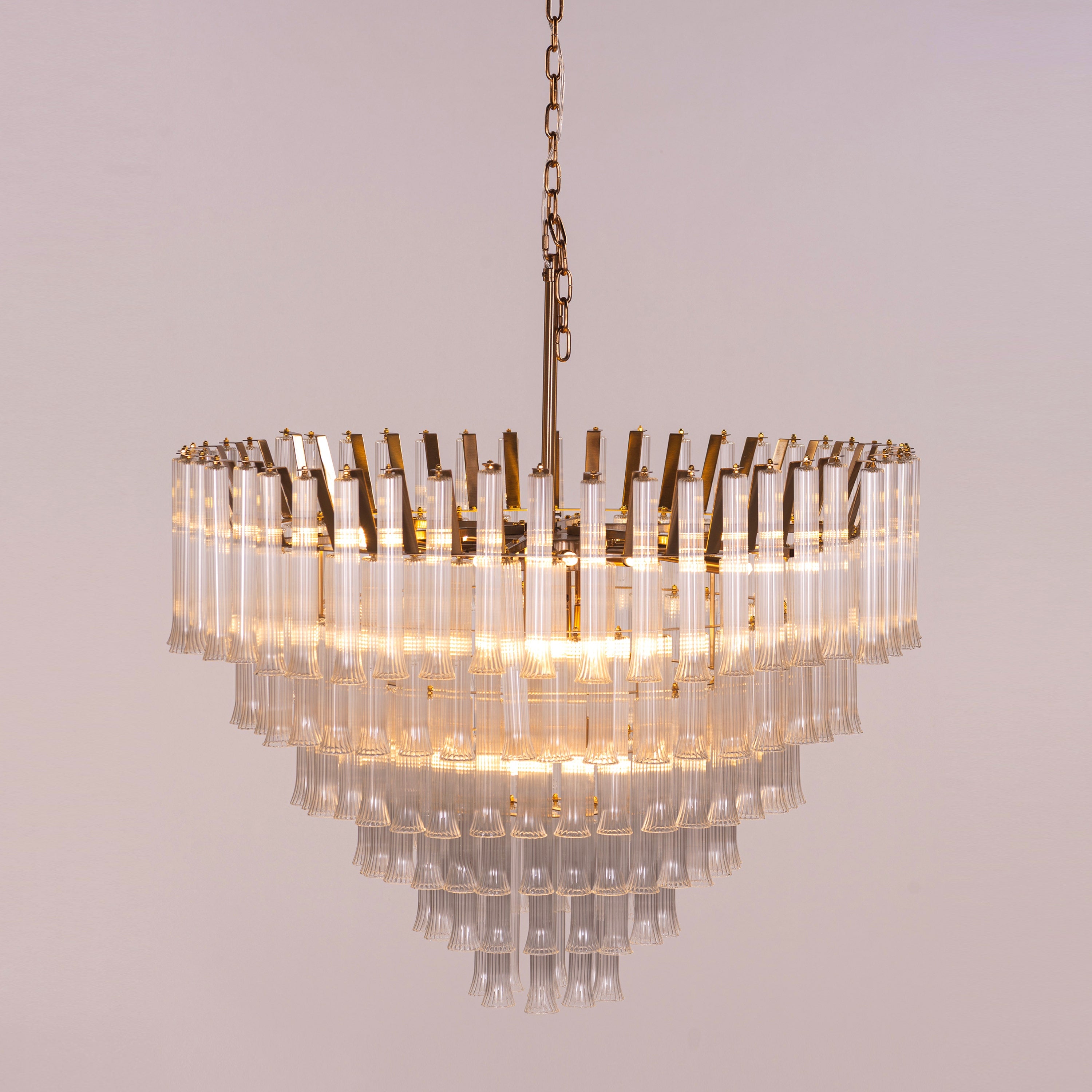Lived It Twice (Gold) Clear Glass Chandelier