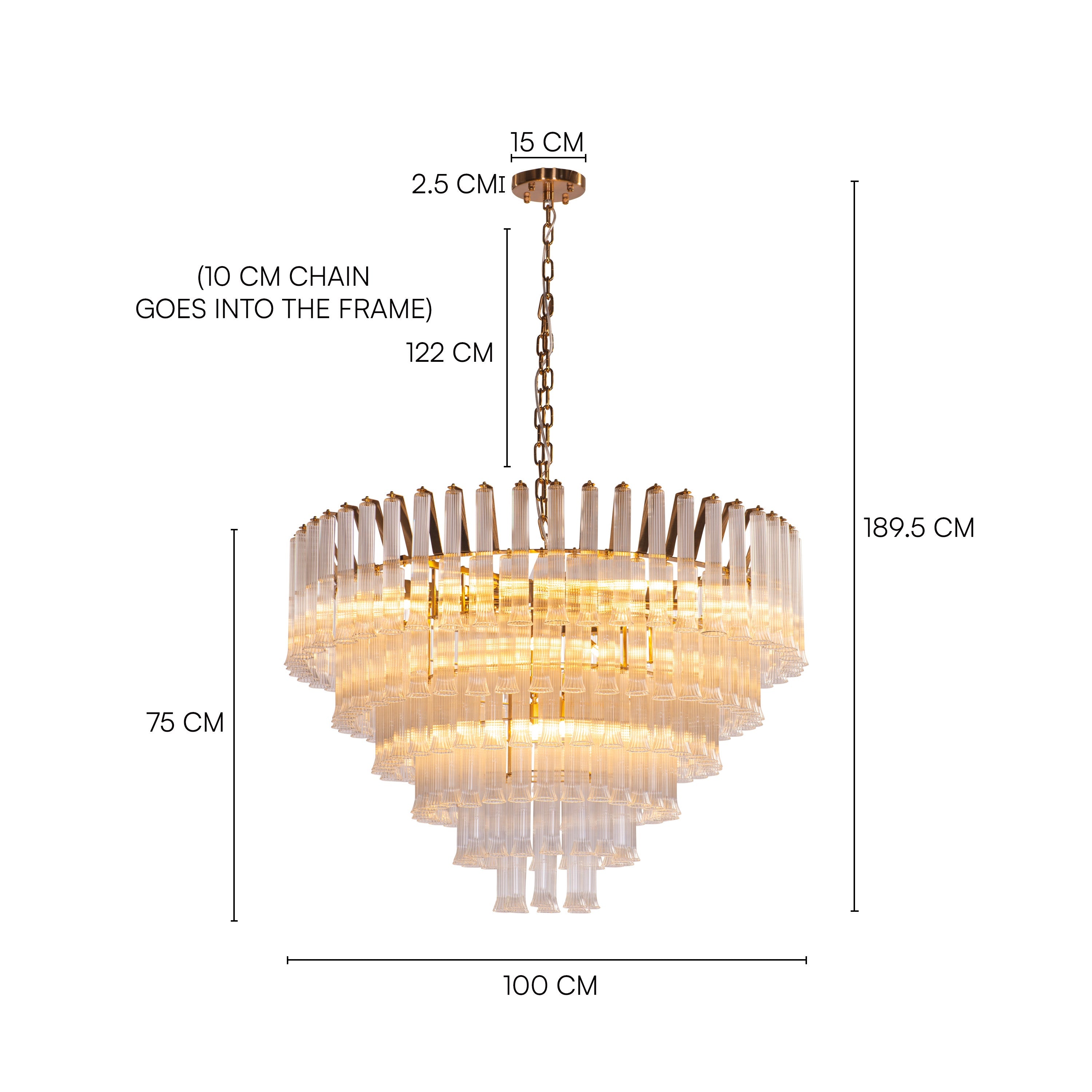 Lived It Twice (Gold) Clear Glass Chandelier